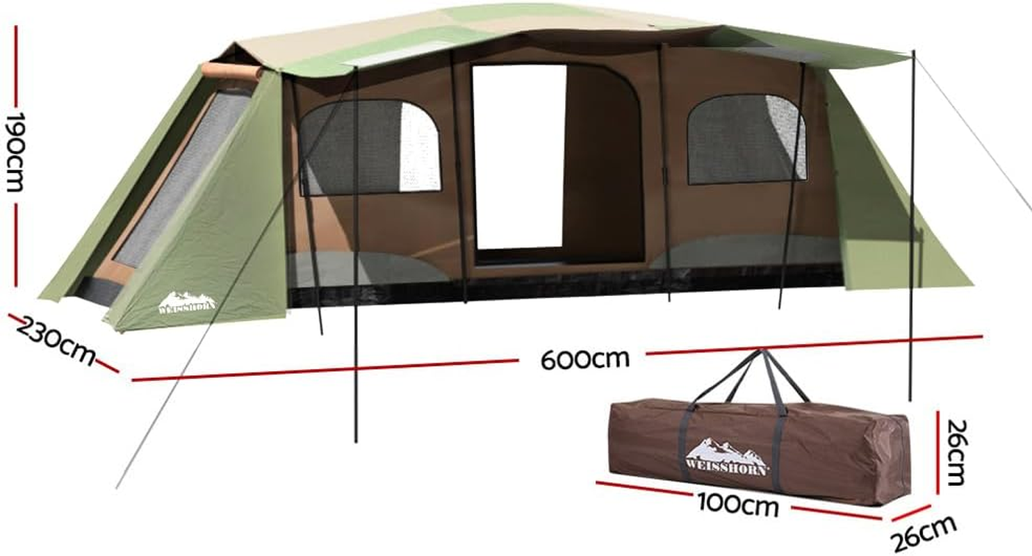 Weisshorn Beach Tent 10 Person Camping Tents, Portable Dome Shade Shelter with 3 Rooms, Easy Setup Lightweight Umbrella Sun Protection Outdoor Fishing Family Picnic Grey