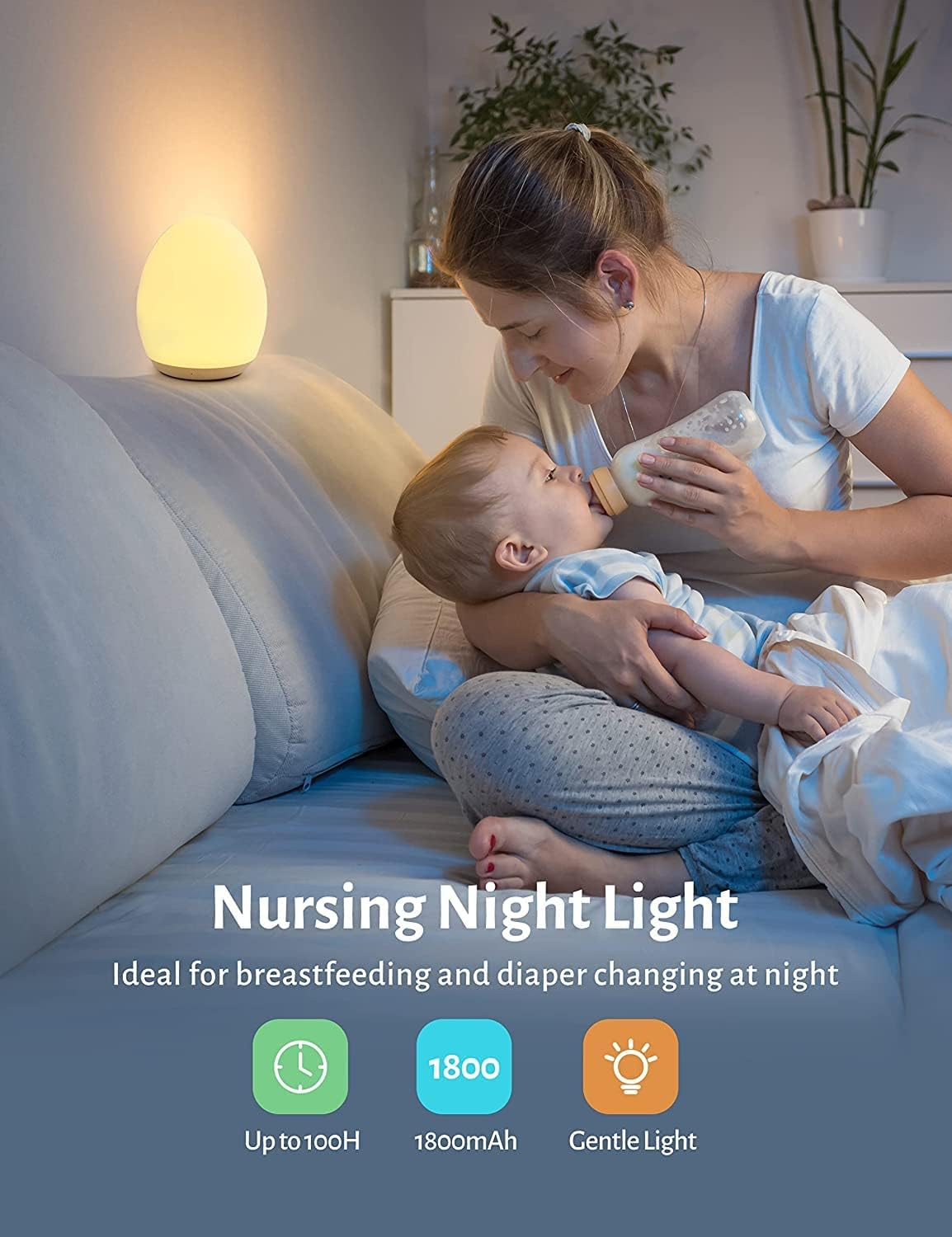 VT- Night Light with Nebula, Compatible with Google Assistant, RGB Dimmable, Timing, for Kids Bedroom Party Decor (Egg) image number 5