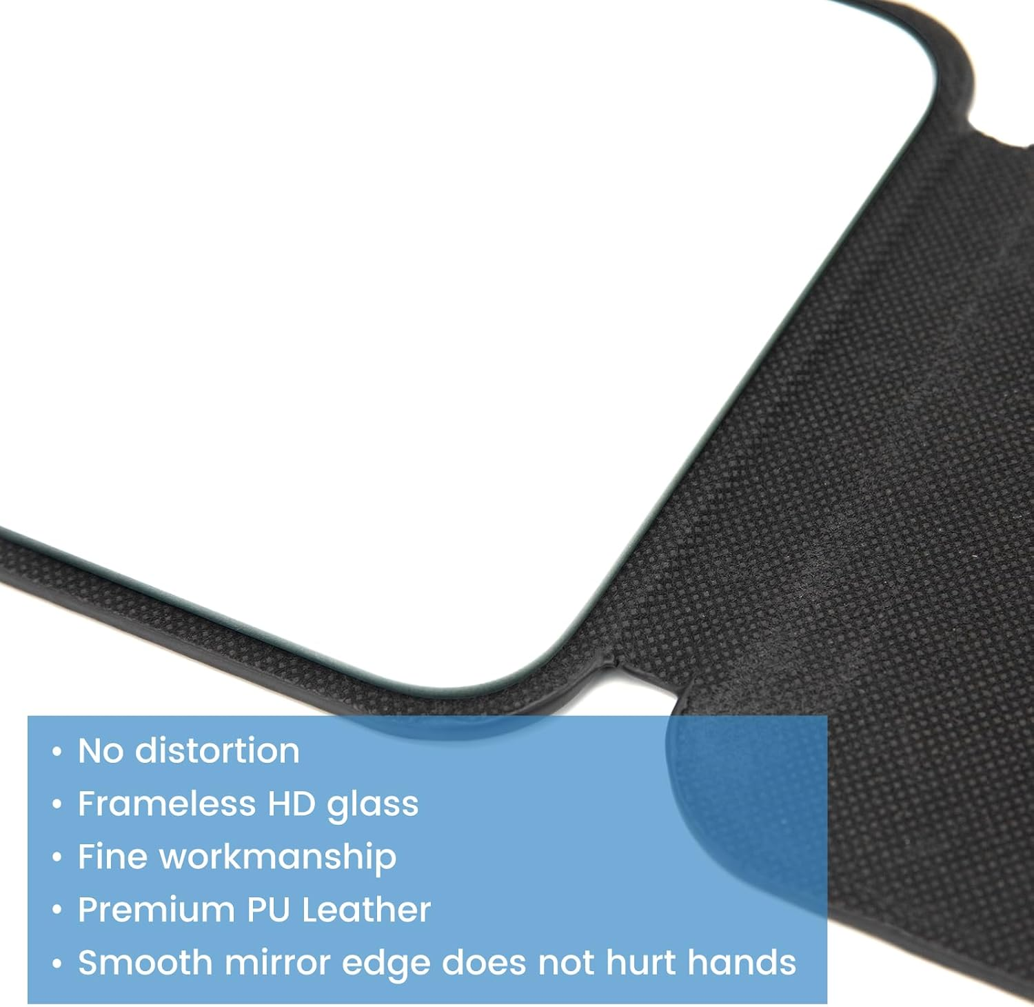 OWLKELA 16X11Cm Portable Folding Mirror, Super HD Compact Makeup, Black PU Leather Travel, Free Standing Vanity, Tabletop Foldable image number 3