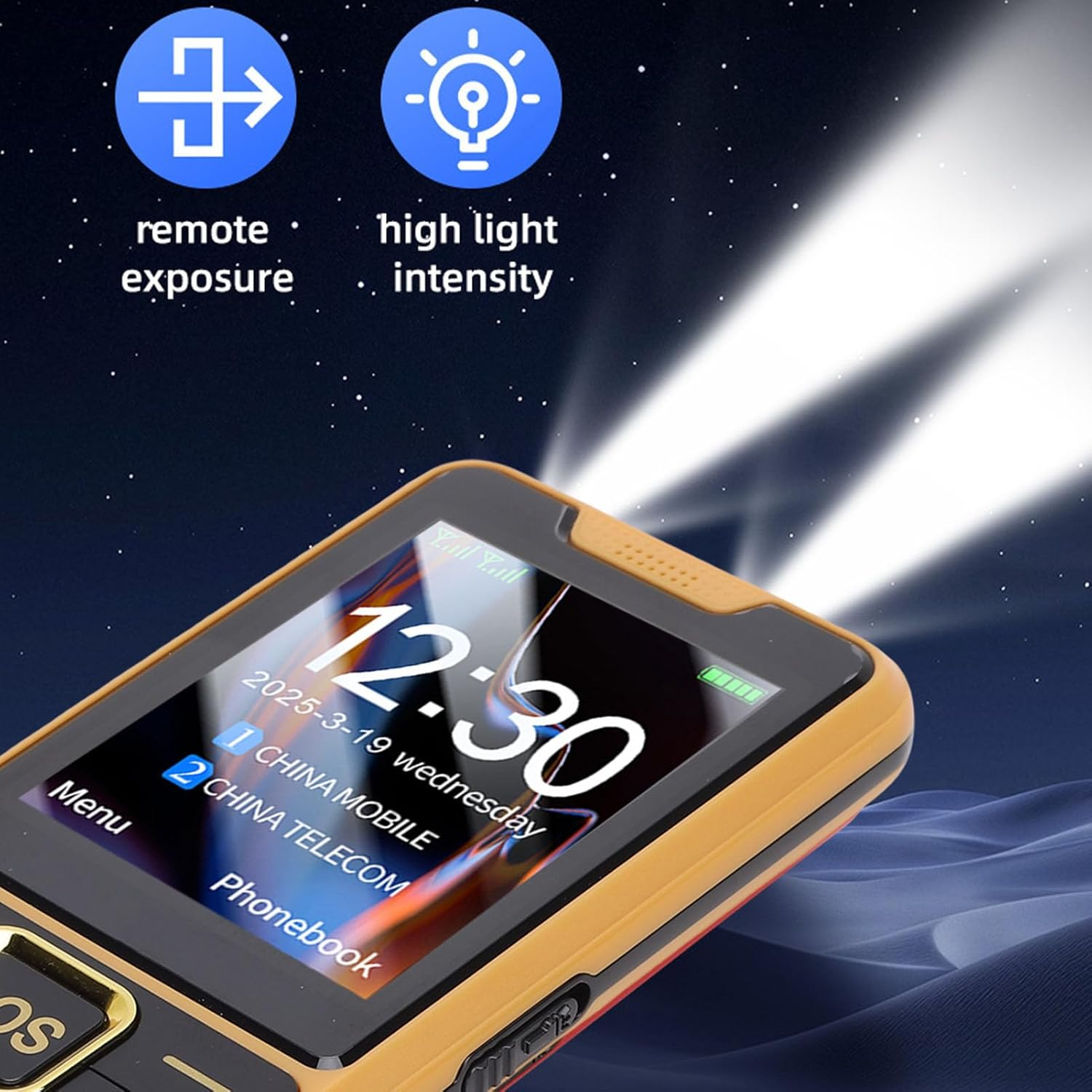 Generic 4G Cell Phone for Seniors, 2.6In HD Screen Dual SIM Mobile Phone for Elderly, Old Phone with 2500Mah Battery, Large Buttons, 0.13MP Camera, LED Flashlight & FM Radio (Gold) image number 5