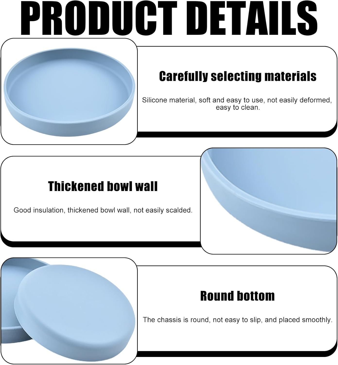 Pack of 3 Cat Bowls, Cat Feeding Bowls, Tricolour Cat Bowls, 18 Cm Silicone Bowl, Wide Cat Bowl, for Dry Food and Wet Food (Blue, Green, Yellow) image number 6