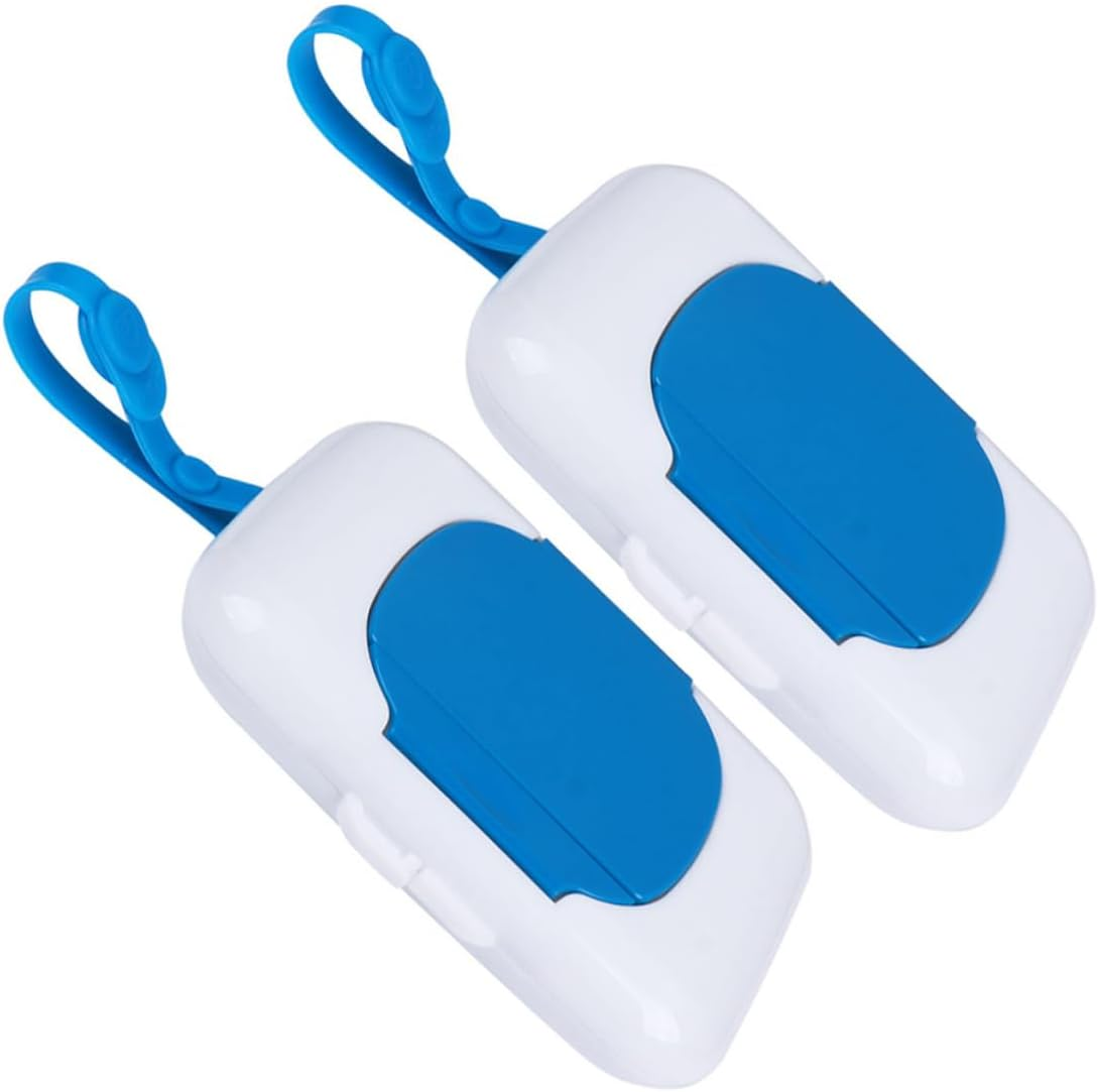 2Pcs Wipes Storage Box Portable Travel Wipes Case Compact Wet Tissue Holder Moisture-Sealing Cover Material for Easy One-Handed Use image number 1