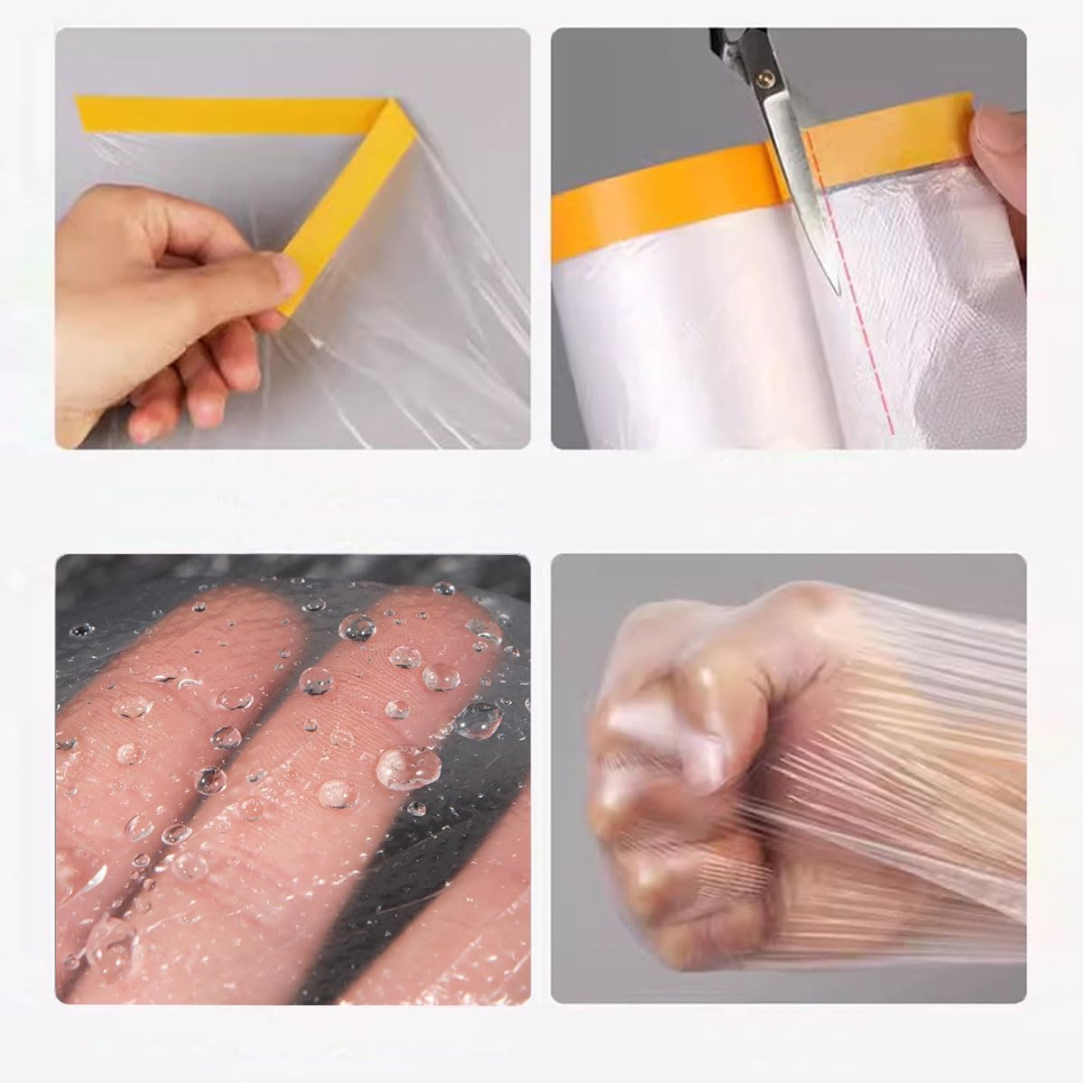 Skycabin Waterproof Pre-Taped Masking Film Tape and Drape 1.8Mx20M Versatile Painter'S Plastic Dust Sheets for Automotive Painting,Furniture Covering image number 2