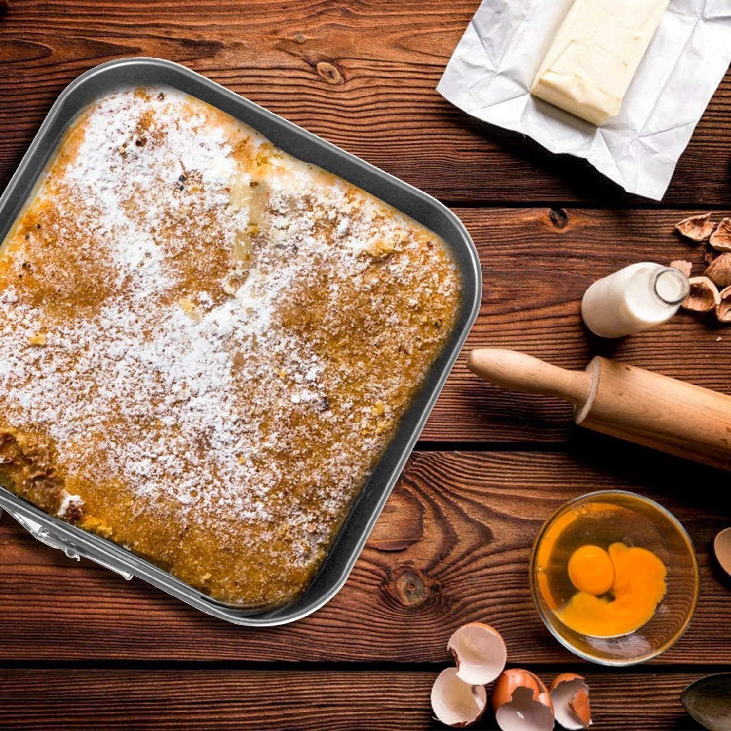 3Pcs Cake Pan Set, Heart round Square Leakproof Nonstick Cheesecake Pans with Removable Bottom Stainless Steel Bakeware, Removable Bottom Leakproof Cake Pan for Baker & Baking Enthusiast image number 5