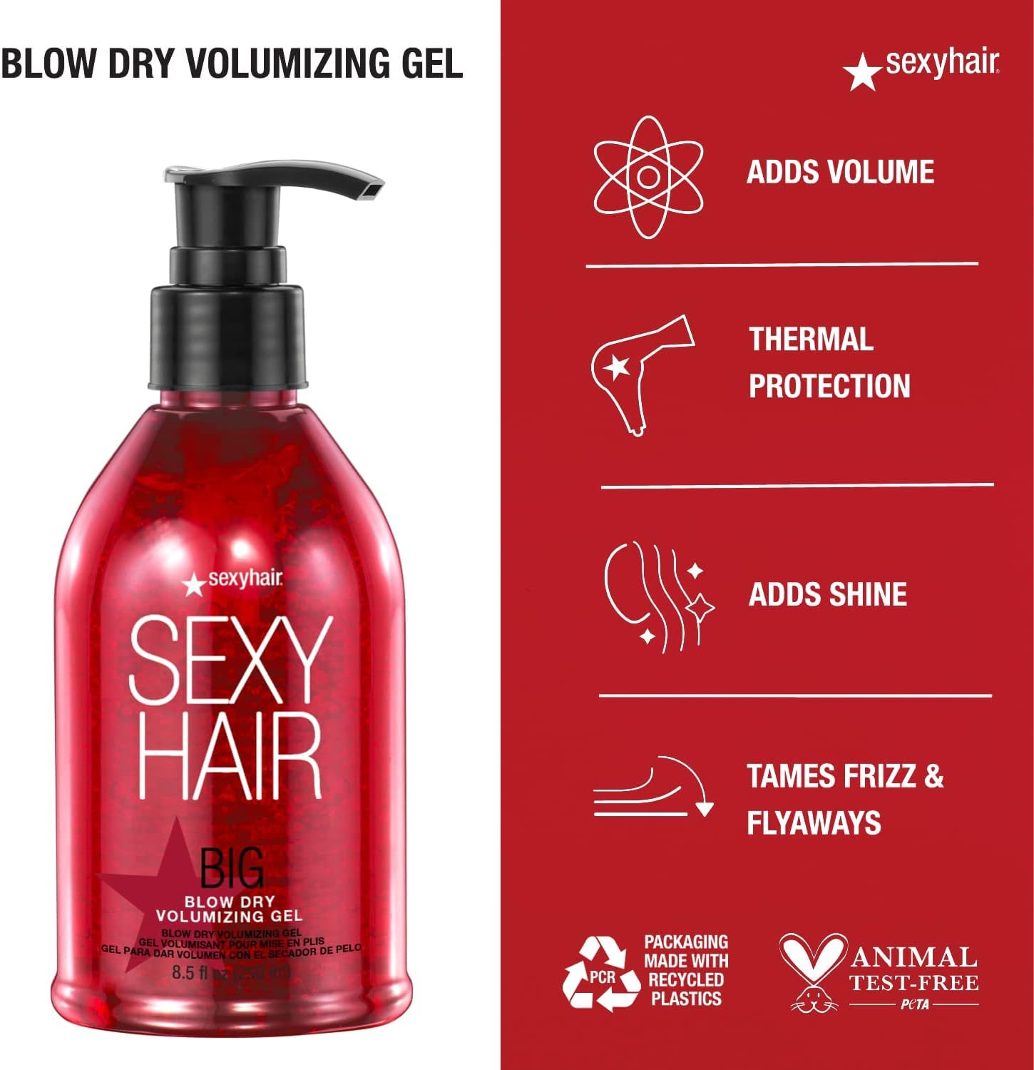 Sexy Hair Blow Dry Volumizing Gel, 250 Millilitre