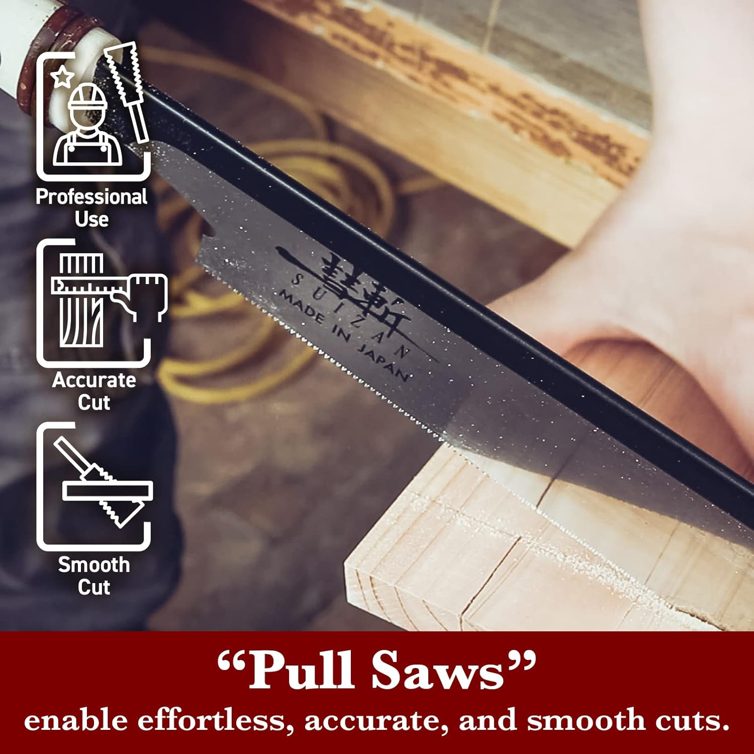 SUIZAN Dozuki Dovetail Saw 210Mm Crosscut 0.2Mm Ultra Thin Blade - Professional Japanese Pullsaw Handsaw Woodworking Tools image number 2