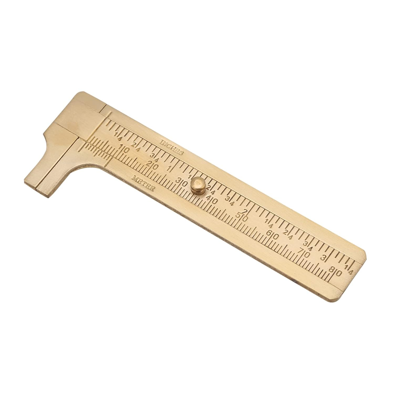 Brass Vernier Caliper, 1Pc Vintage Style Caliper Measuring Tool Double Scales Design Beautiful for Industry for Artisan for Carpentry Work (Double Scale 80Mm) image number 1