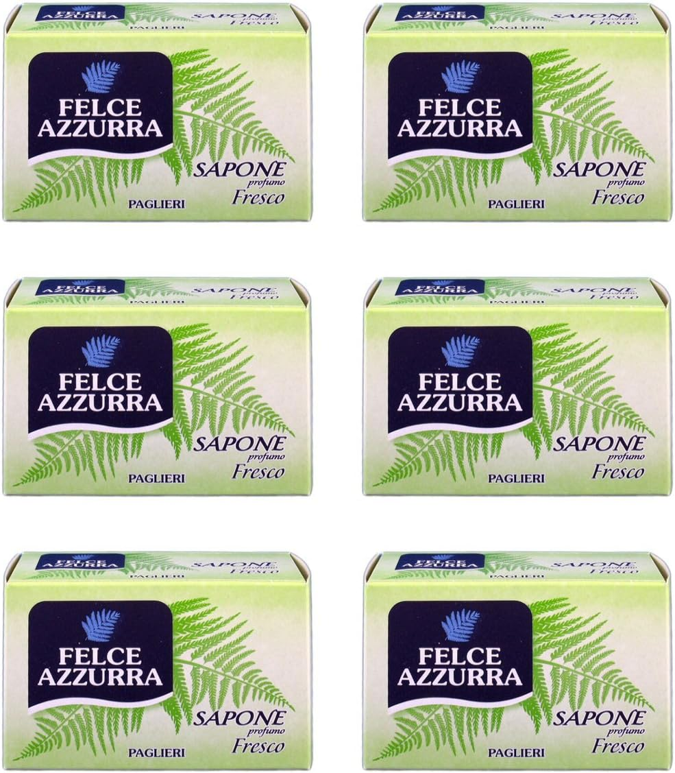 Paglieri:"Felce Azzurra" Soap Bar,"Fresco" Fresh Scent * 3.5 Ounces (100G) Package (Pack of 6) * [ Italian Import ]