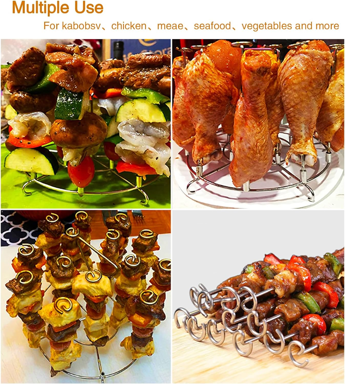 LBH Skewer Stand,Stainless Steel,Compatible with Instand Pot 8 Quart Air Fryer and Ninja Foodi 8 Quart Accessories for Kabobs (6.2X8.7) image number 6