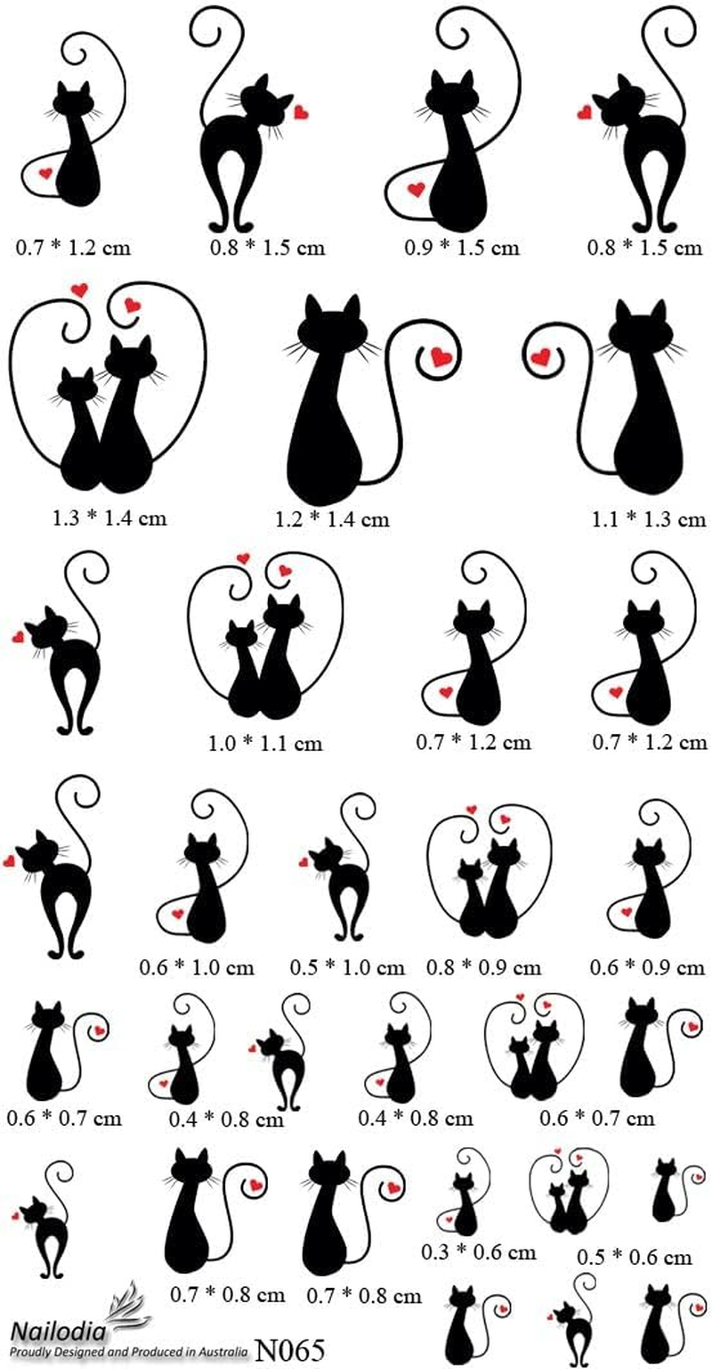 I Love Cat & Kitten Nail Art Decal Sticker