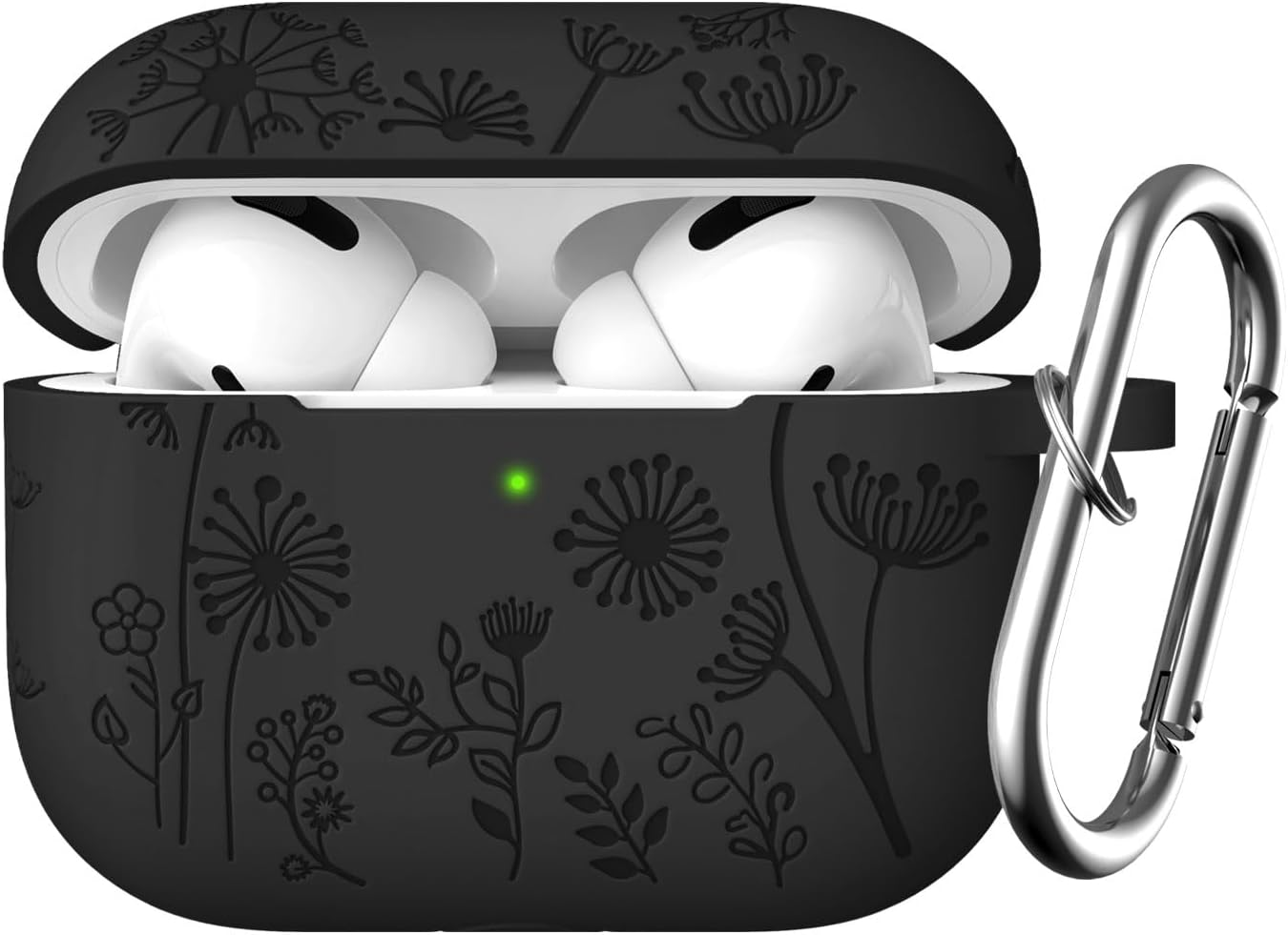 Flower Engraved Case Compatible with Airpods Pro 2 Case Cover & Airpod Pro Case Cover, Cute Soft Silicone Full Protection, for Apple Airpods Pro 2Nd 1St Generation Case Front LED Visible, Pink