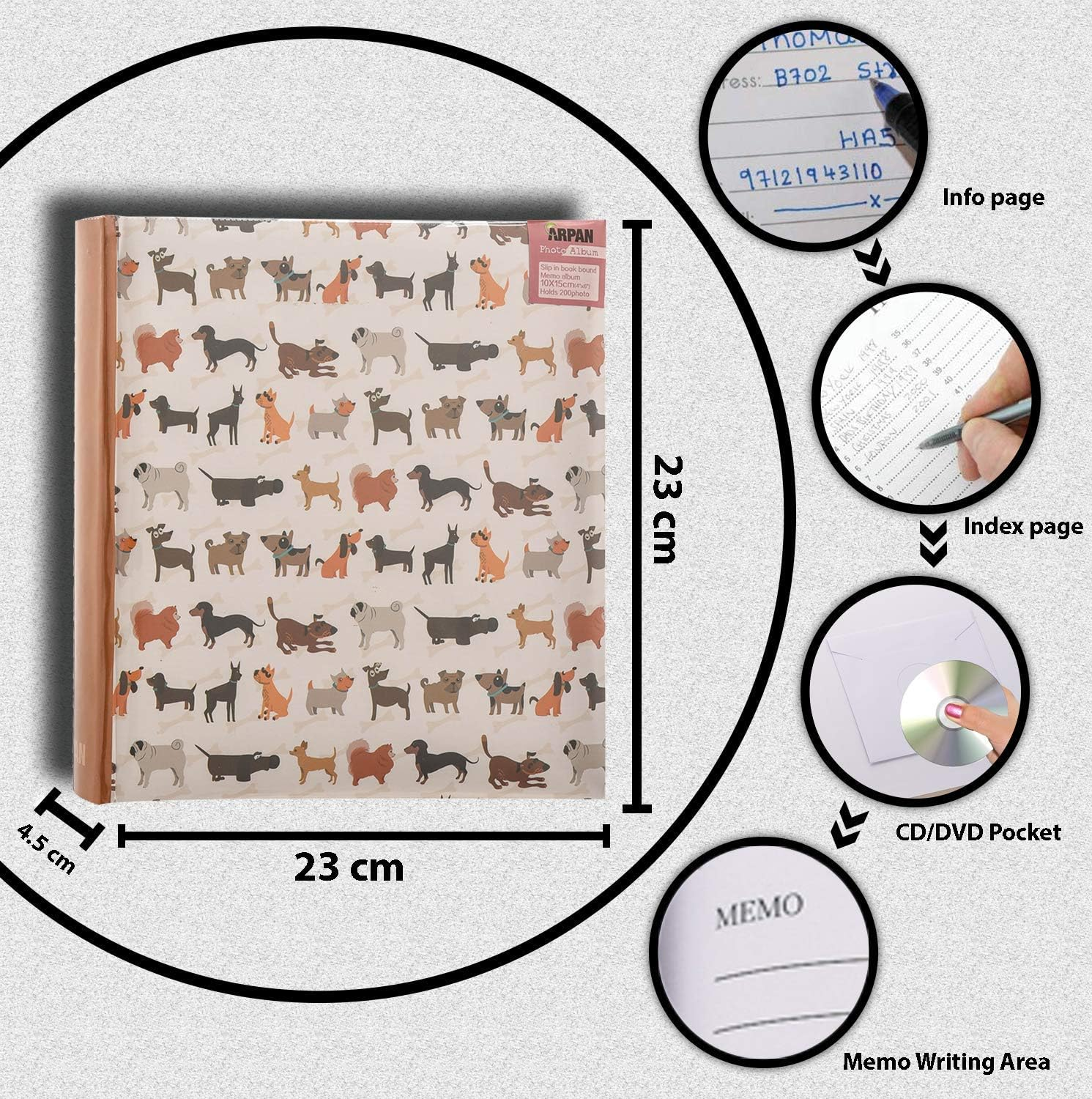 Cute Dog Photo Album Slip in Case Memo Album 6X4'' for 200 Photos by Arpan image number 3