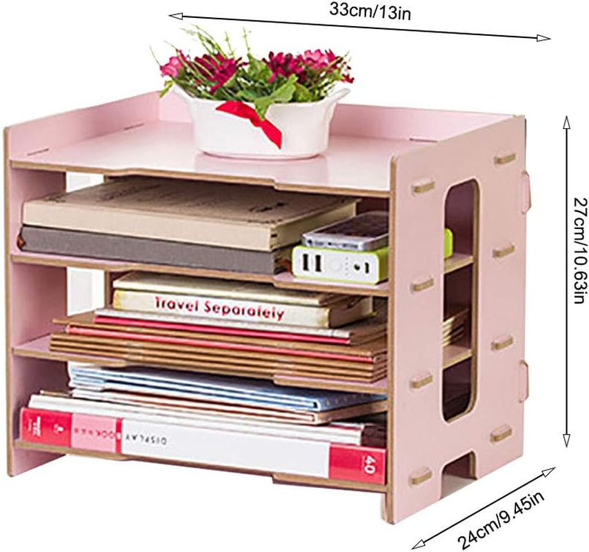 Wooden Document Tray, Desk Organiser, Letter Tray, Storage Compartments, Stackable Office Supplies, Paper Tray for A4 Paper Folder, Storage System, Organise