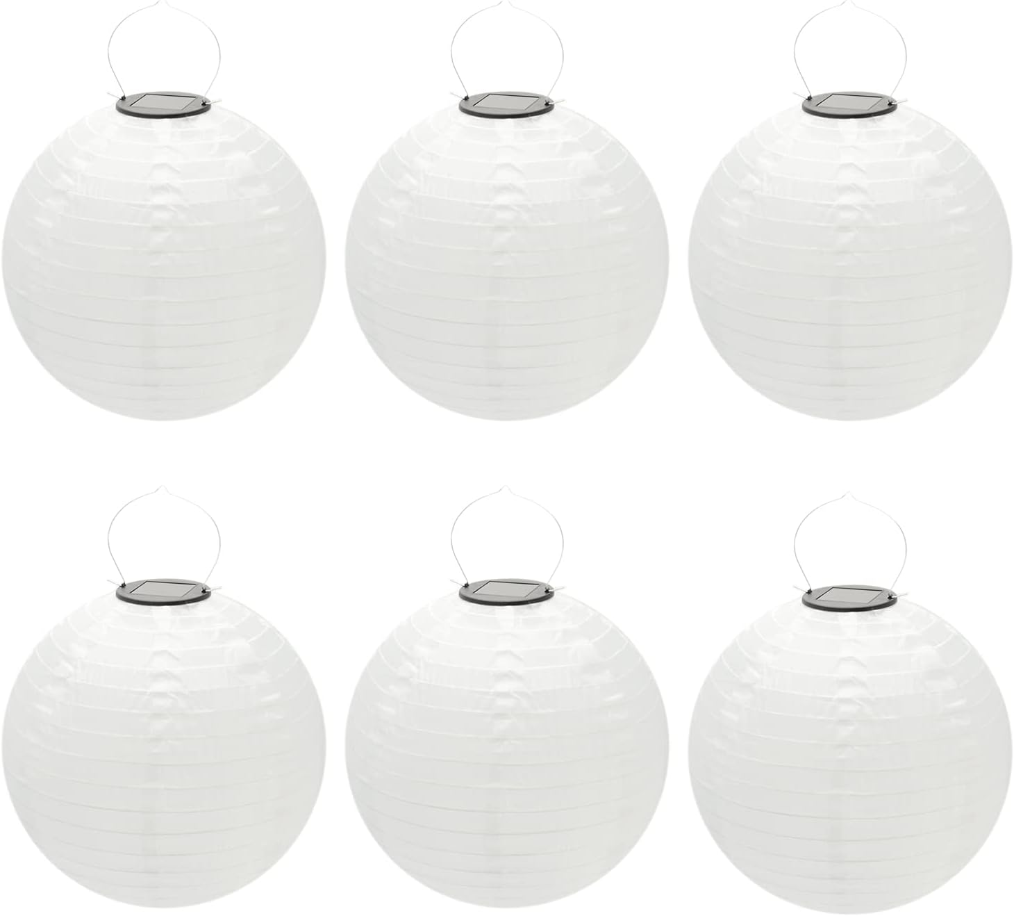 Beaneyun Solar Chinese Lantern Lights 12 in round Solar Lanterns LED Nylon Hanging Light Waterproof Outdoor Decorative Lights for Home Patio Garden Yard Wedding Party Bedroom,6 Pack (White),2021006
