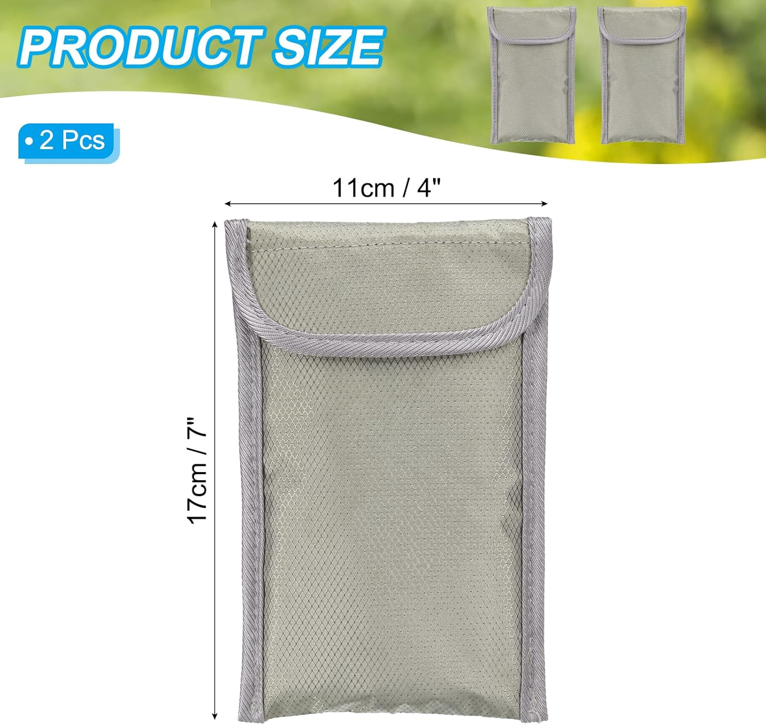 2 Pack Faraday Bags, 6.5 Inch Signal Blocking Key Pouch Anti-Theft Car Protection Cell Phone RFID GPS Shielding Wallet for Privacy Card Protection, Silver -Grey