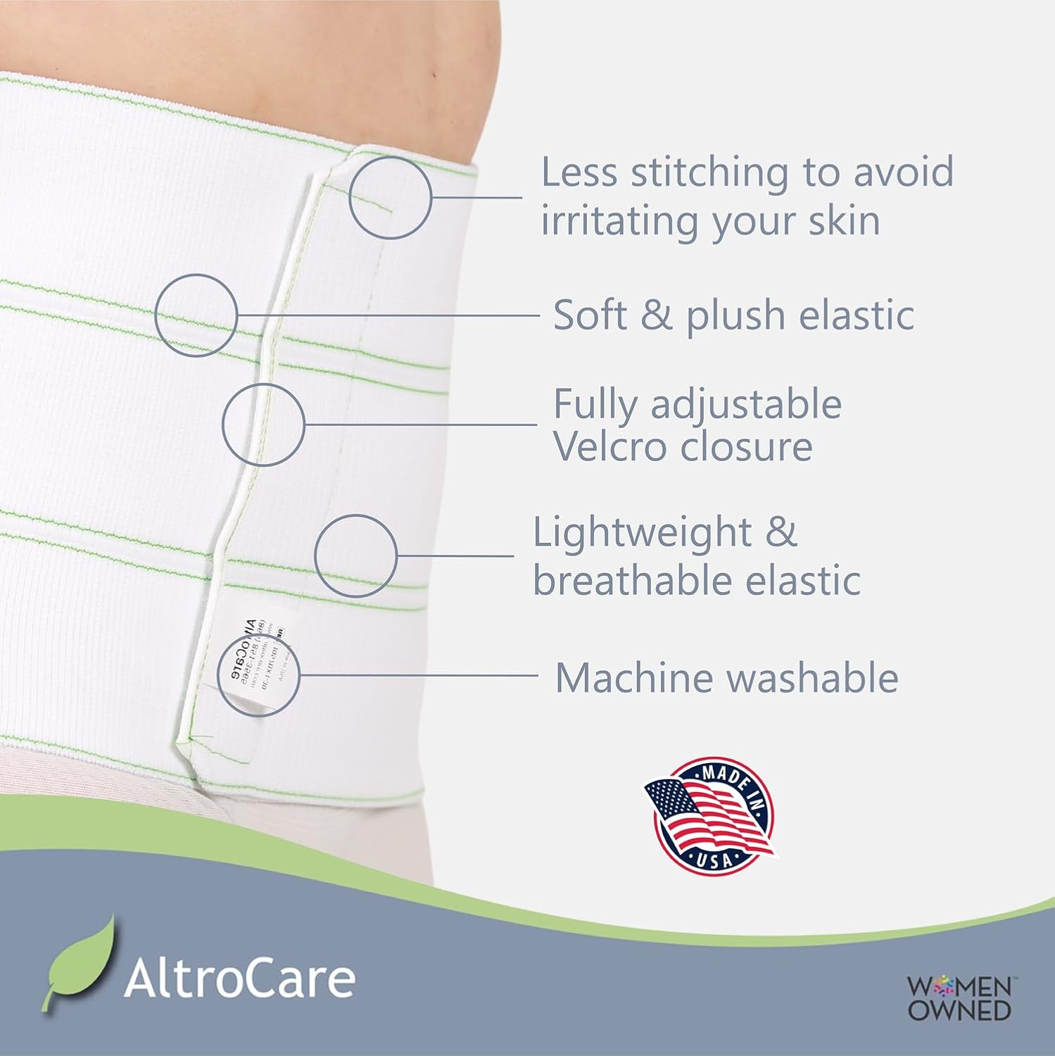 Postpartum & Post Surgery Abdominal Binder. 3-Panel Belly Band for Recovery after Childbirth, Hysterectomy, Tummy Tuck, Hernia, Diastasis Recti. Size 2XL (60" to 75"). Made in USA.