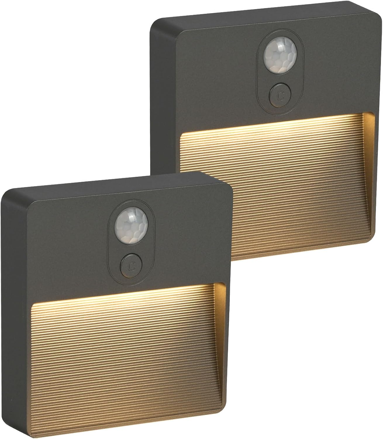 HOTUT Motion Sensor Night Light,2Pcs Stick-On Battery Powered Night Lights,Warm Light,4 RGB Colors,Auto/On/Off Light,Stair Sensor Lights Indoors,Night Light for Stair,Hallway,Kitchen,Closet (Gray)