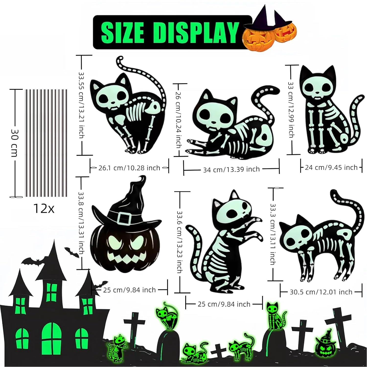 6 Pack Halloween Decorations Yard Sign,Scary Family Home Front Yard Sign Glow in the Dark Black Cat,Outdoor Yard Lawn Garden Halloween Decor image number 4