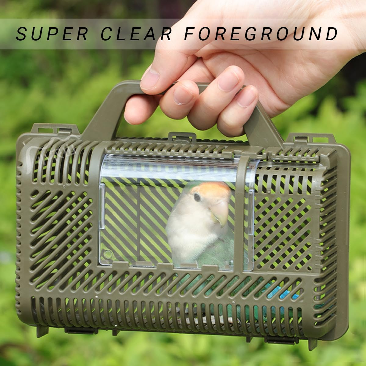AIMALL Handheld Portable Parrot Travel Cage - Lightweight 96G, 360&deg; Ventilation & Triple Buckle for Small Parrots Budgies Cockatiels Birds image number 1
