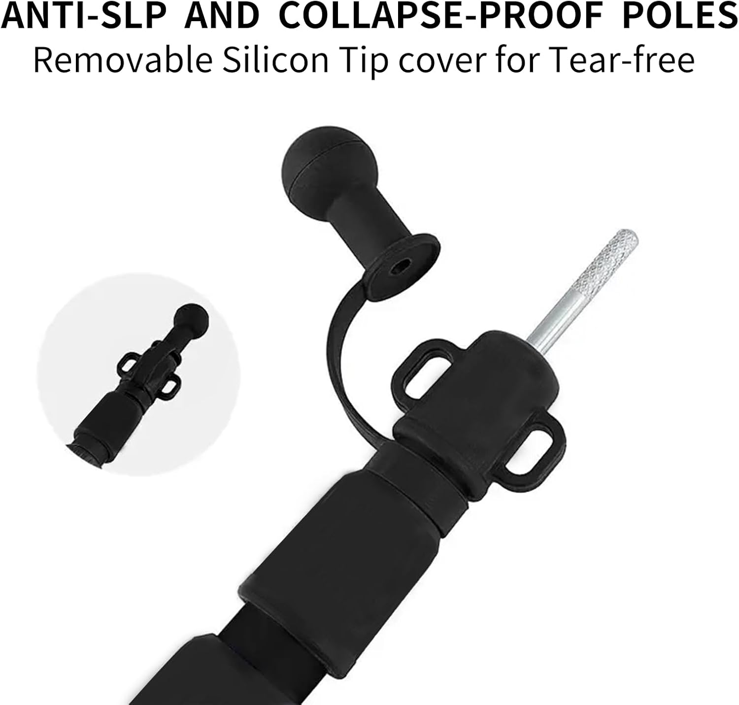 Telescoping Tent Poles - Adjustable Aluminum Camping Tarp Poles Heavy Duty Rods for Tent Fly, Awning, Outdoor Canopy, Hiking, Backpacking, Rainfly Shelter, Set of 2 (Black) image number 1