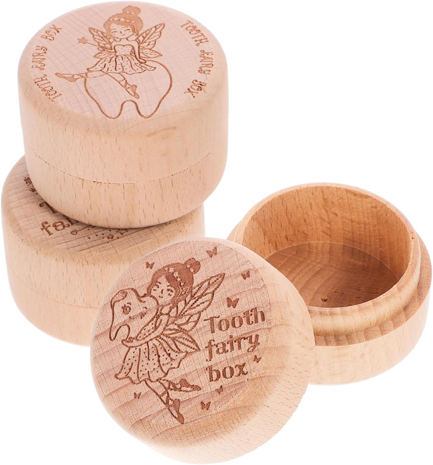 Boys Tooth Box Newborn Portable Tooth Collection Box Wooden Holder Storage Case image number 1