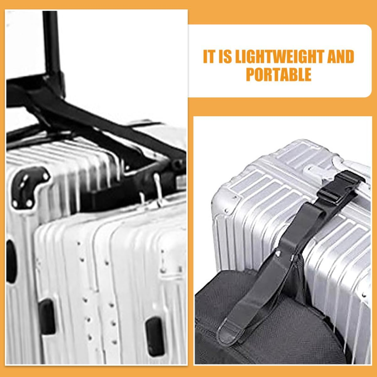 Ifundom Adjustable Luggage Connector Strap Set with Buckle Clips for Suitcases and Backpacks, Black Sturdy Travel Belt for Secure Bag Linking and Replacement Accessories