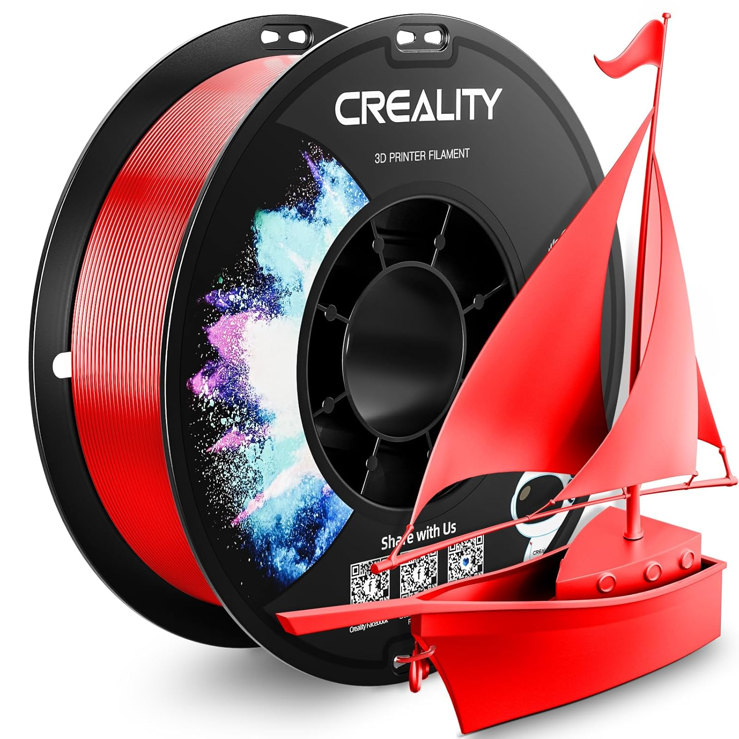 CREALITY PETG Filament 1.75Mm 3D Printer Filament, 2Kg (4.4Lb) Neatly Wound Spool, Dimensional Accuracy &plusmn;0.03Mm, 2024 Latest Batch, Fit for Most FDM 3D Printers, Black (2-Pack)