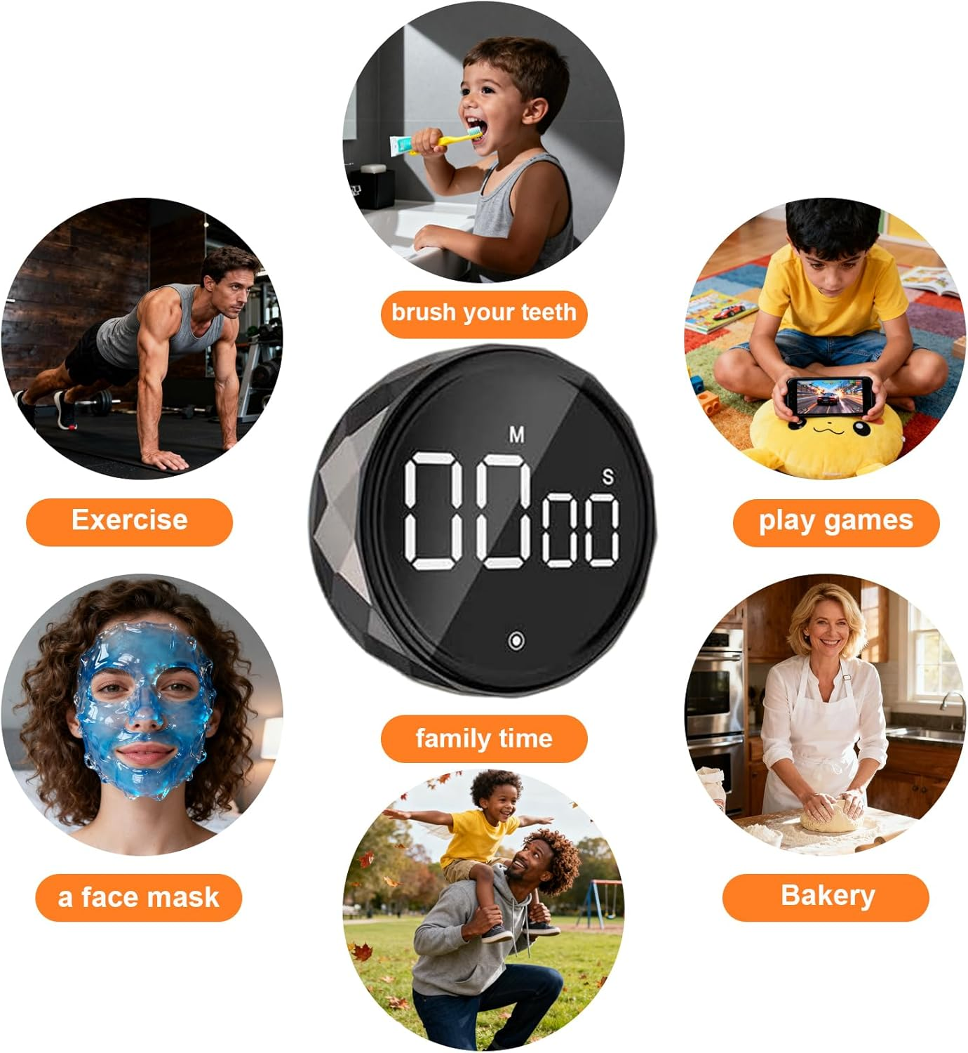 Digital Kitchen Timers, Magnetic Visual Timers Large LED Display 3 Volume Adjustable, Countdown Countup Timer for Classroom Cooking Baking Studying Teaching Gym Office Easy for Seniors and Kids to Use image number 5