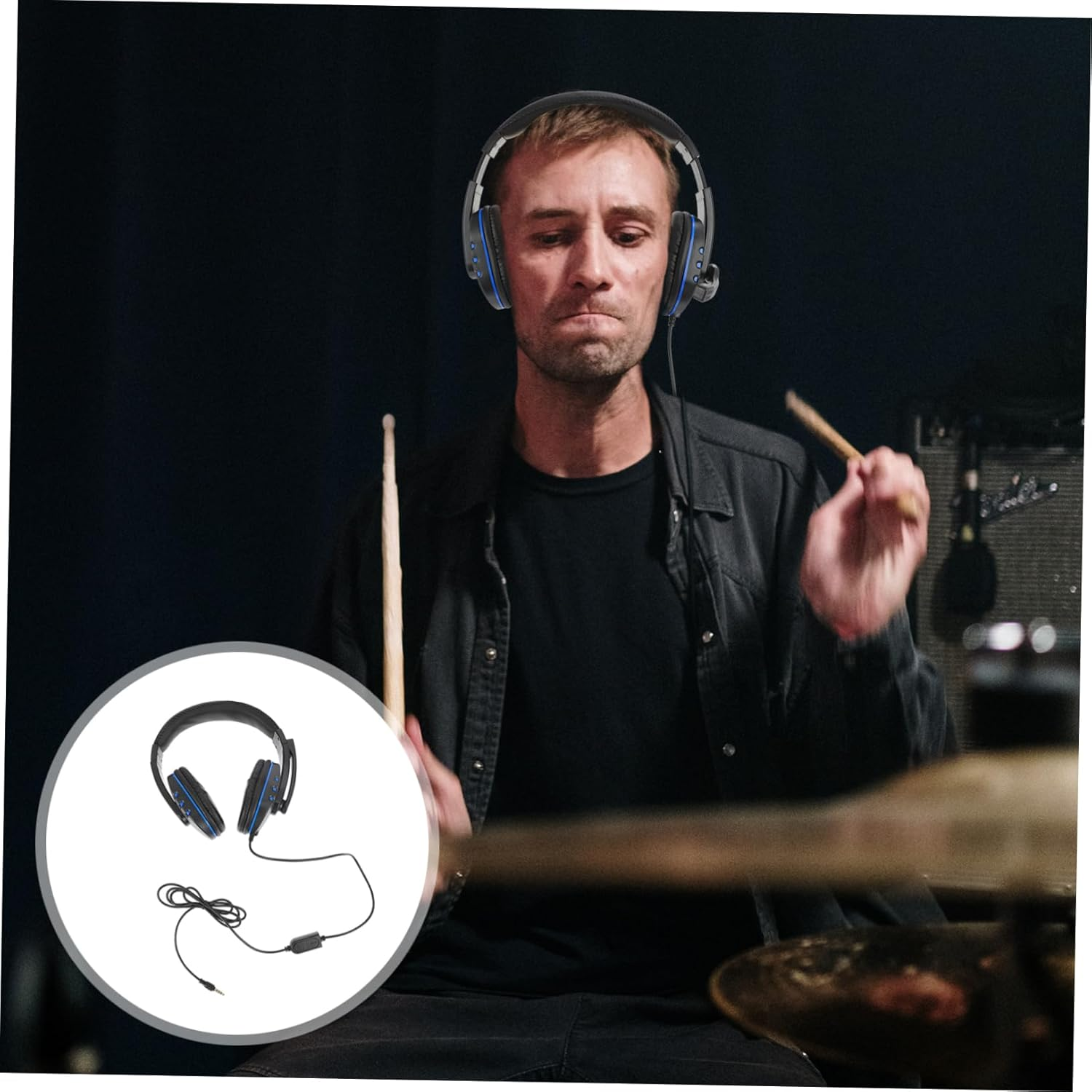 Vaguelly Noise Reduction Gaming Headset with Mic Comfortable over Ear Headphones Compatible with Pro Headband Noise Cancelling for Gamers Blue