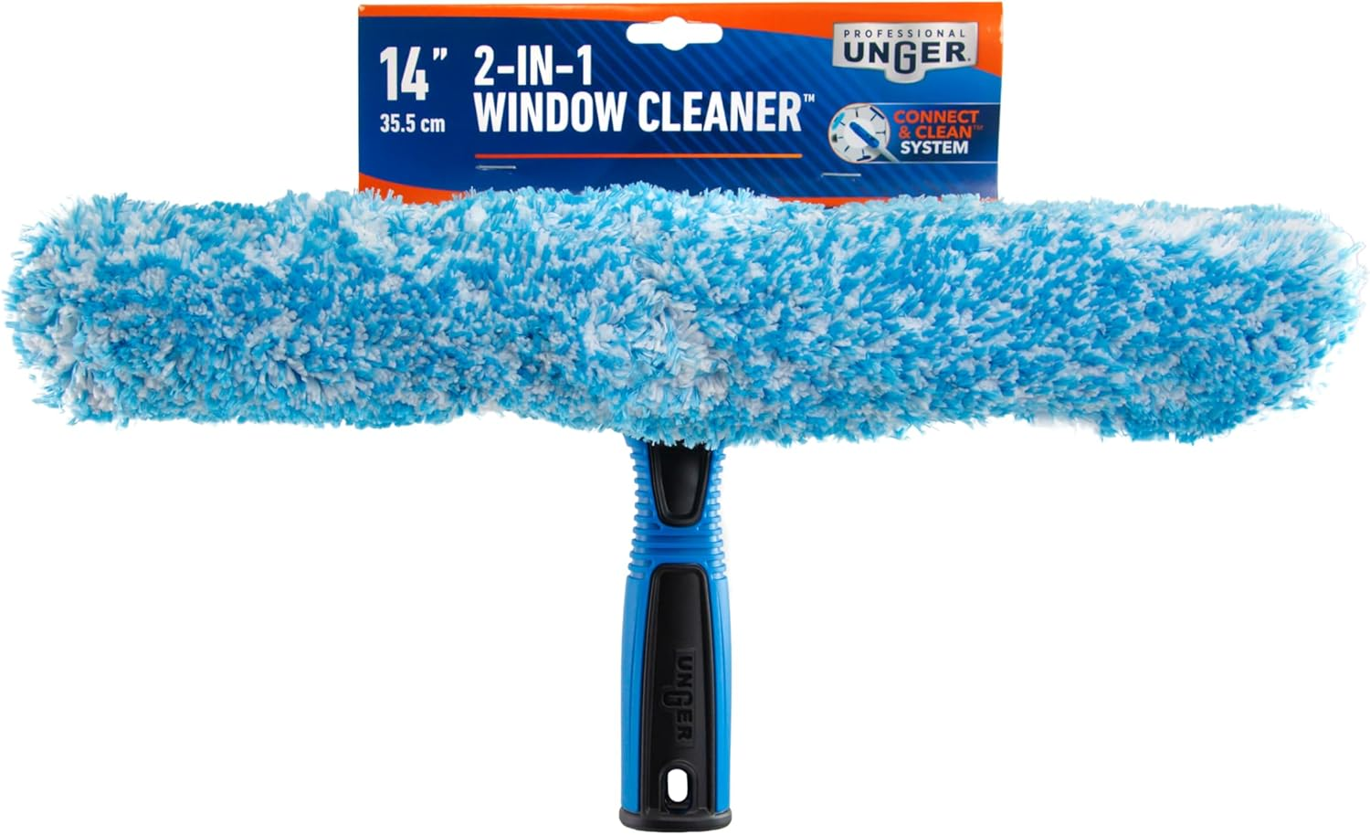 Unger Professional 2-In-1 Squeegee & Scrubber - 14&rdquo; Window Cleaning Tool &ndash; Cleaning Supplies, Squeegee for Window Cleaning, Commercial & Residential Use, Reusable Microfiber Sleeve image number 4