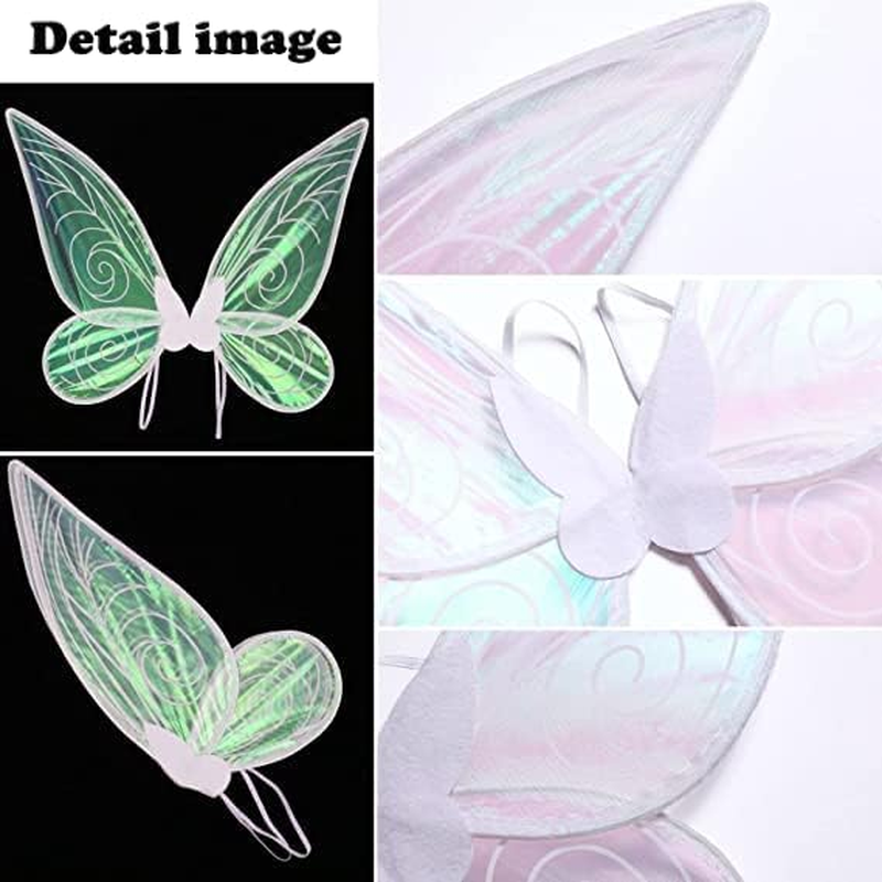 Fairy Wings, Fairy Wings for Adult Women Kids Girls Butterfly Wings Dress up Fairy Angel Princess Set for Halloween Birthday Christmas Themed Party (Green)