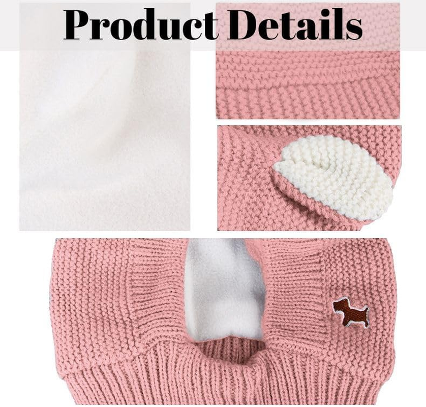 YAMEE Dog Winter Hats - Large & Small Dog Ear Muffs, Knitted Hat for Outdoor Walking, Noise Protection (Small, Pink) image number 2