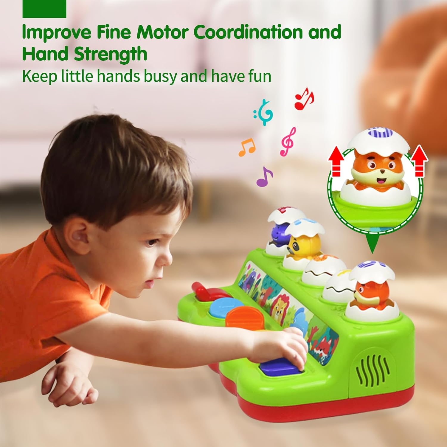 1 2 Year Old Toys for Boys Girls Birthday Gift, Pop up Baby Toys 6-12-18 Months, Learning Educational Montessori Toy for Toddlers, Musical Animal Eggs Toy with Music & Light, Kids Toys 1 Year image number 2