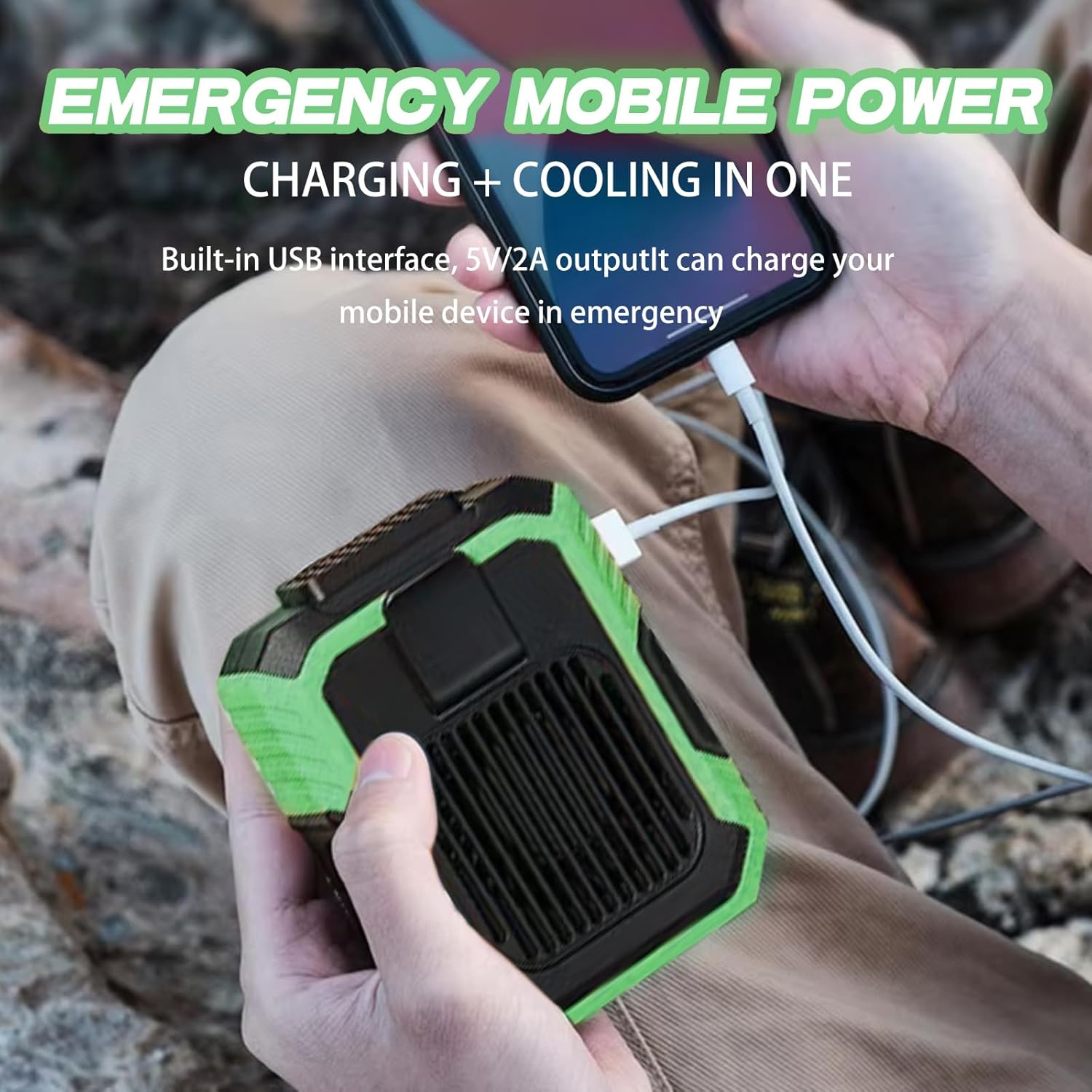 Blue Collar Breeze -Portable Waist Fan, Portable Cooling Fan That Clips to Your Waist, Portable Ceiling Fan, Belt Fan, Wearable Fan, 3 Speeds, Clip-On Fan for Outdoor Use (Green) image number 3