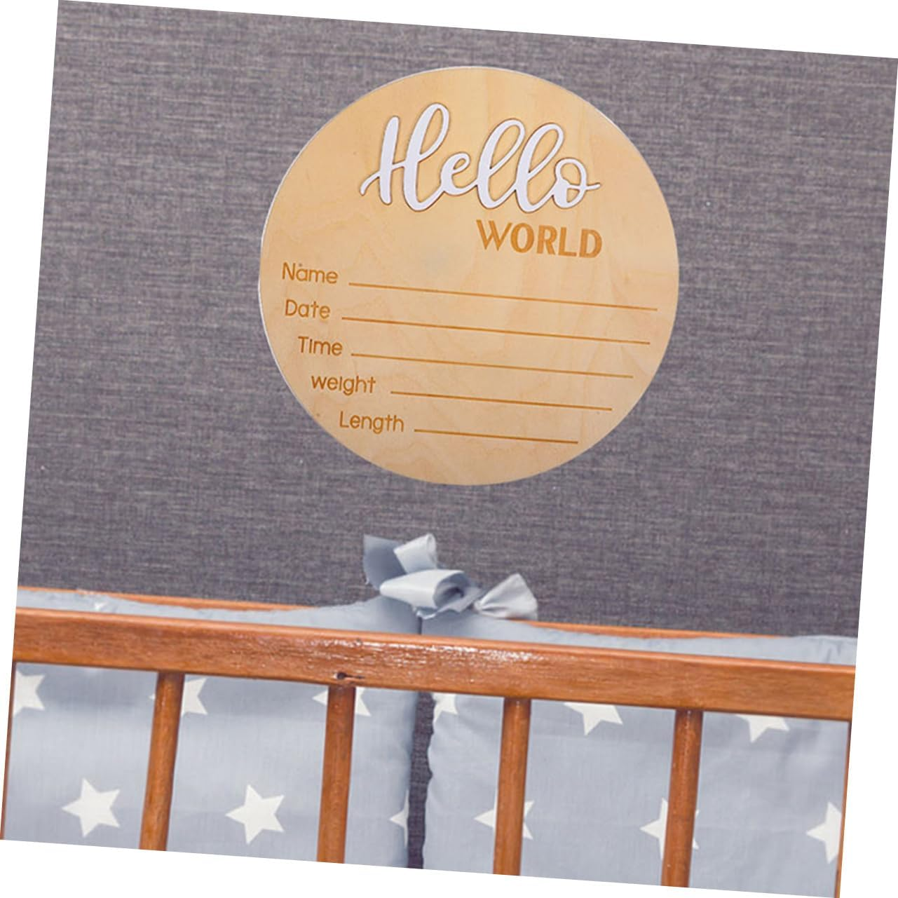 2Pcs Wooden Shower Name Sign Birth Announcement Plaque Newborn Decor Photo Prop for Party image number 2