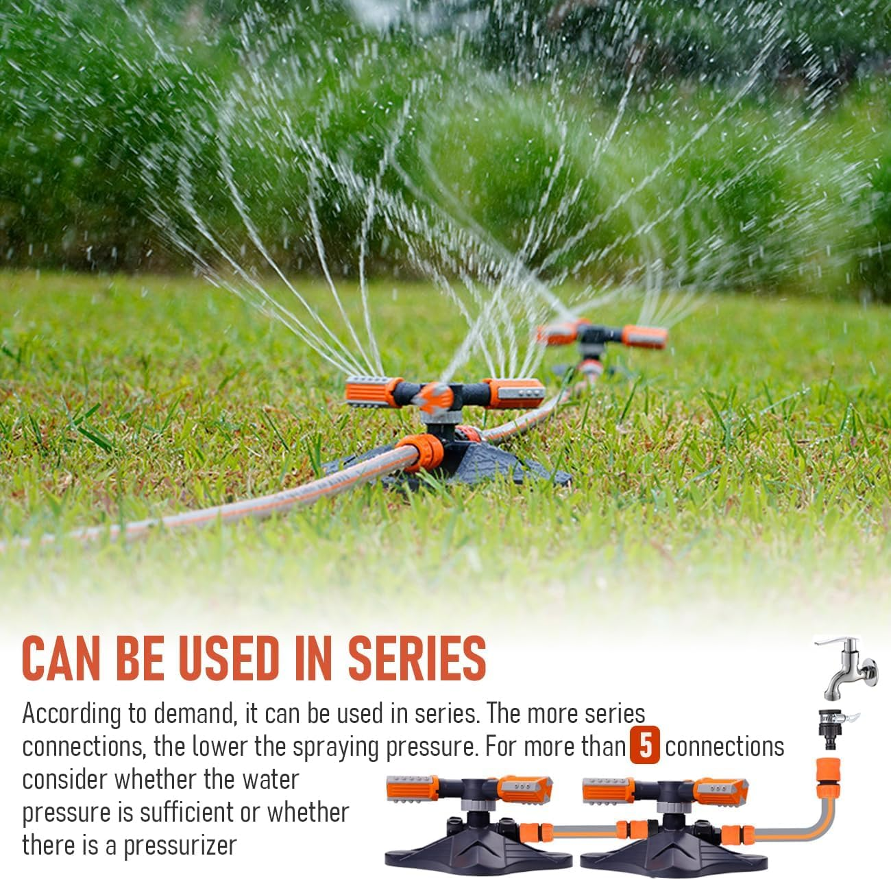 Ling-Luo Garden Sprinkler, Automatic 360 Degree Adjustable Rotating Irrigation Sprinkler System, Weighted Gardening Watering System,Best Assistant for Vegetable Field or Summer Outdoor Game. image number 4