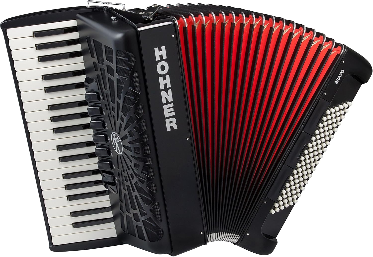 Hohner A16721S Bravo Line Facelift III -96 Bass Chromatic Piano Accordion with Gig Bag, Black