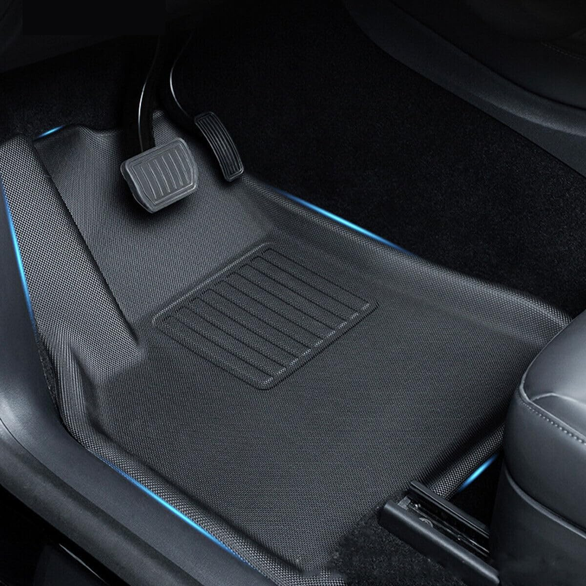 Ariv Hommey Tesla Model Y Floor Mats 2021-2024 Custom Fit All-Weather 3-Piece Set Car Foot Mats Eco-Friendly TPE Material Floor Liners Car Accessories (Not Fit 7Seat & Juniper) image number 3