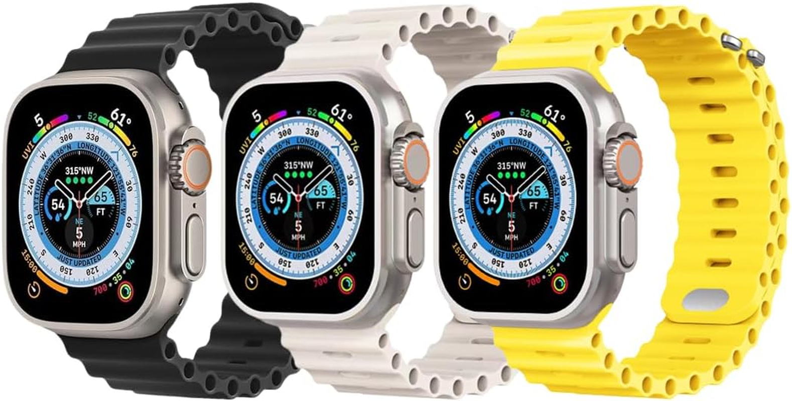 Lifenova [3 Packs] Sport Ocean Bands Compatible with Apple Watch Band 42Mm 44Mm 45Mm 49Mm for Women Men Waterproof Strap Replacement Wristbands Accessories for Iwatch Apple Watch Ultra SE Series 8/7/6/5/4/3/2/1 image number 3