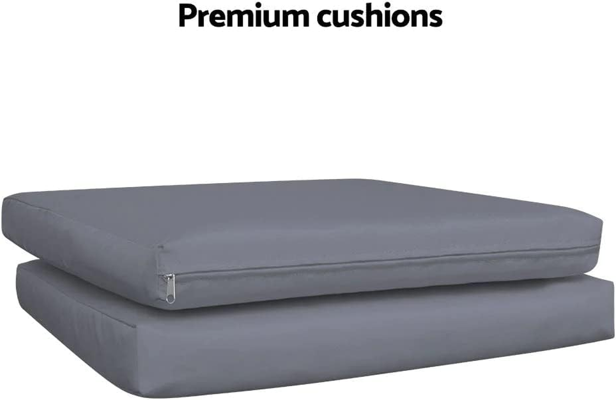 Gardeon 3Pcs Wicker Patio Furniture, Bistro Set Table and Chairs Outdoor Lounge Setting Conversation Sets Dining Chair Garden Backyard, Cushion with Rattan Coffee Table Black Glass Tabletop