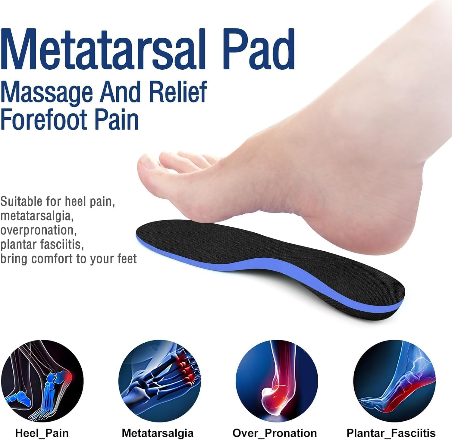 Plantar Fasciitis Relief, Insoles Arch Support, Flat Feet Orthotics Inserts, Arch Support Insoles for Men Women, for Excessive Pronation, Metatarsalgia, Flat Feet (UK 9-10, EU 42-44) image number 1