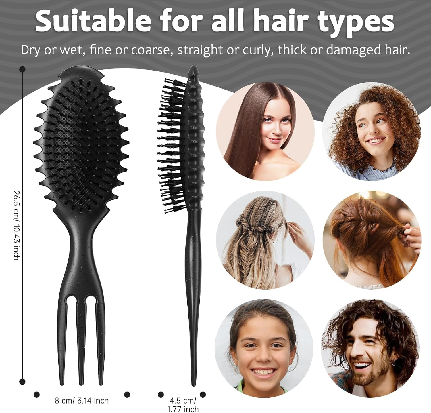 Qaestuan Curl Hair Brush, Curl Define Styling Brush, Hair Brush for Detangling for Women, Hair Brush without Pulling for Curls & Long Hair, Curl Detangler Brush for Men and Women image number 1