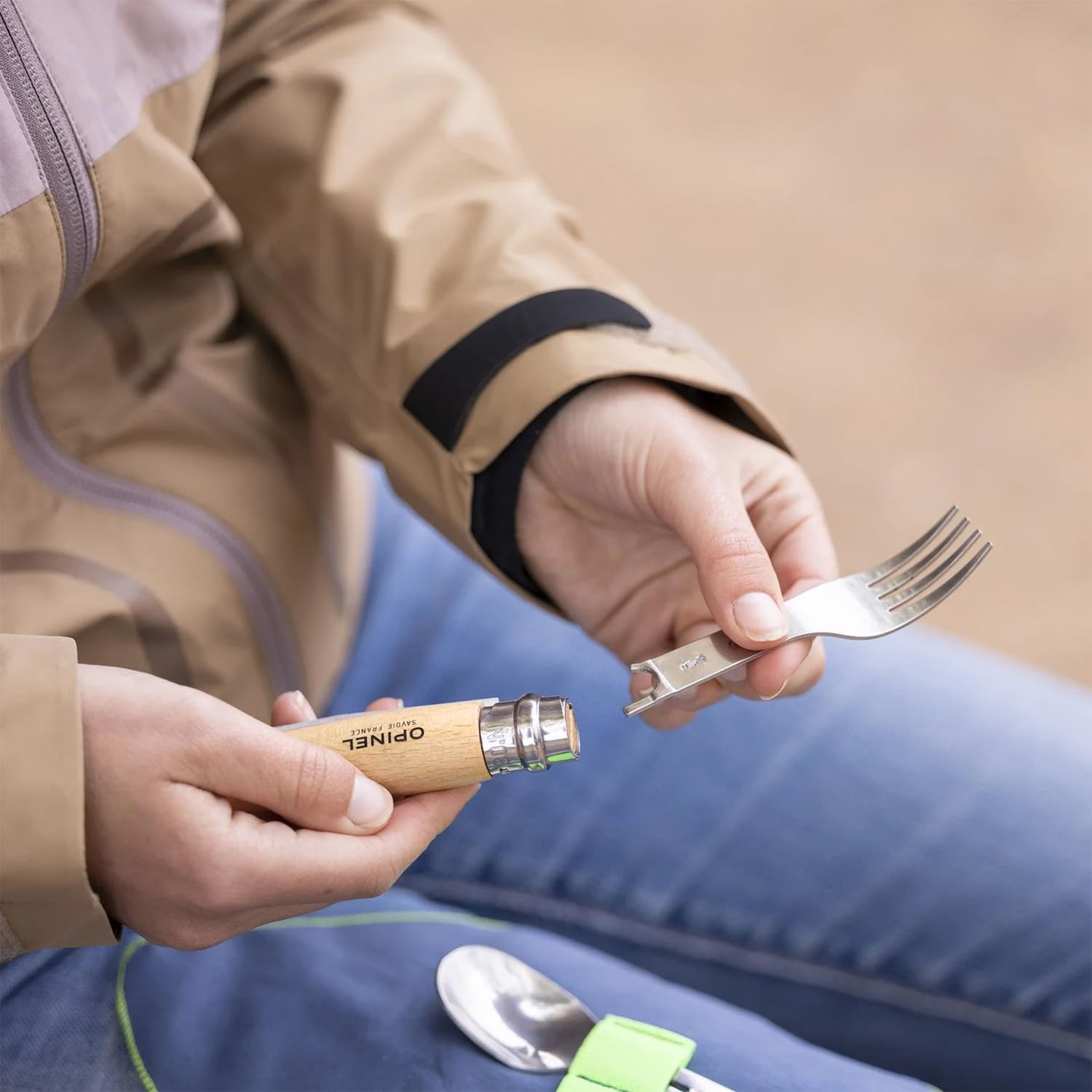Opinel Picnic+ Fork Spoon & Napkin Set image number 3