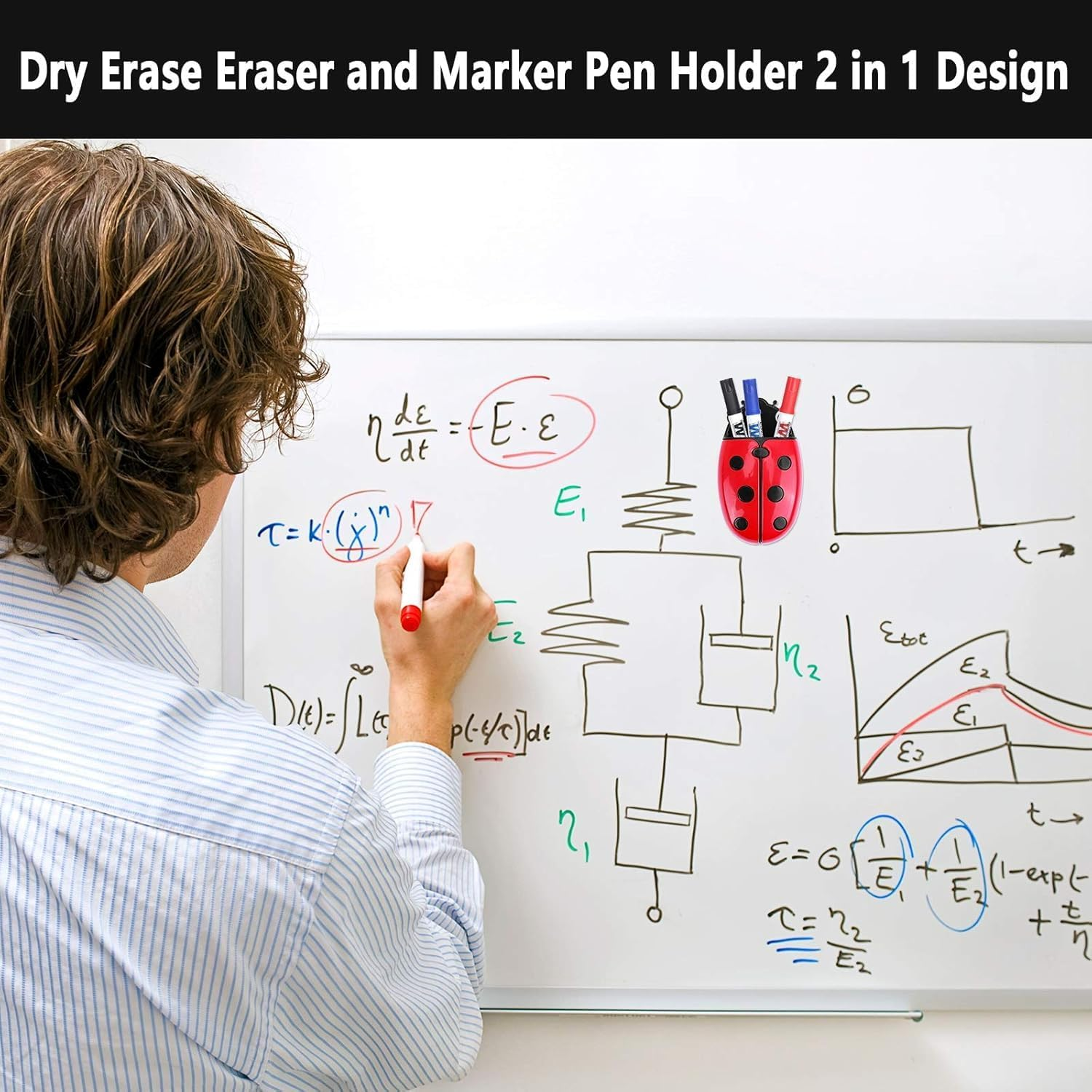 Magnetic Whiteboard Eraser,Dry Erase Eraser,Whiteboard Markers Eraser,2 in 1 Cute Dry Erase Erasers and Marker Holder for Whiteboard,Refrigerator,Suitable for Classroom,Home and Office (Red, One Size) image number 5