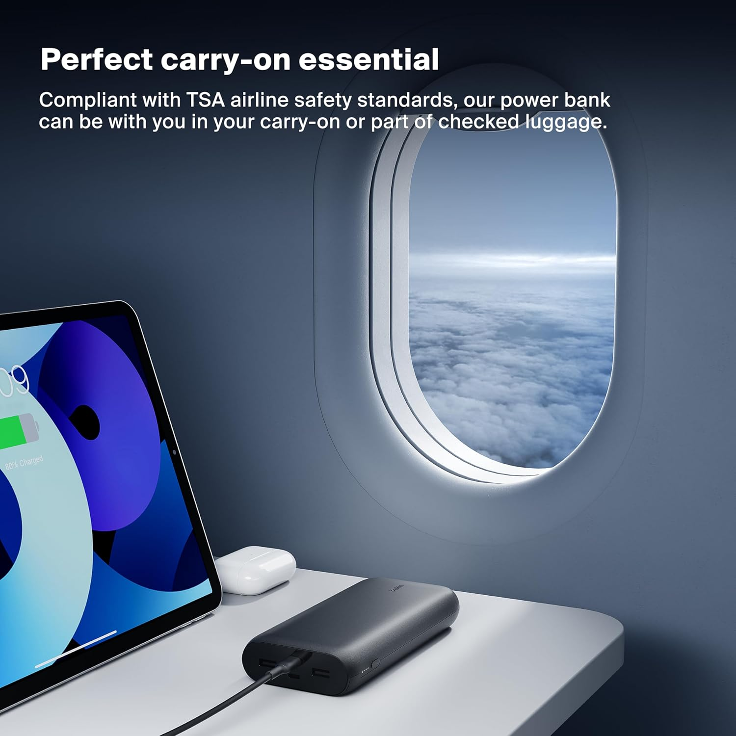 Belkin Boostcharge 4-Port Power Bank 26K W/Usb-C & USB-A Ports, Fast Charge USB-C Power Delivery, Portable Iphone Charger for Iphone 15, 14, 13, 12, Ipad Pro, Galaxy S23, S23 Ultra, S23+ - Black image number 3