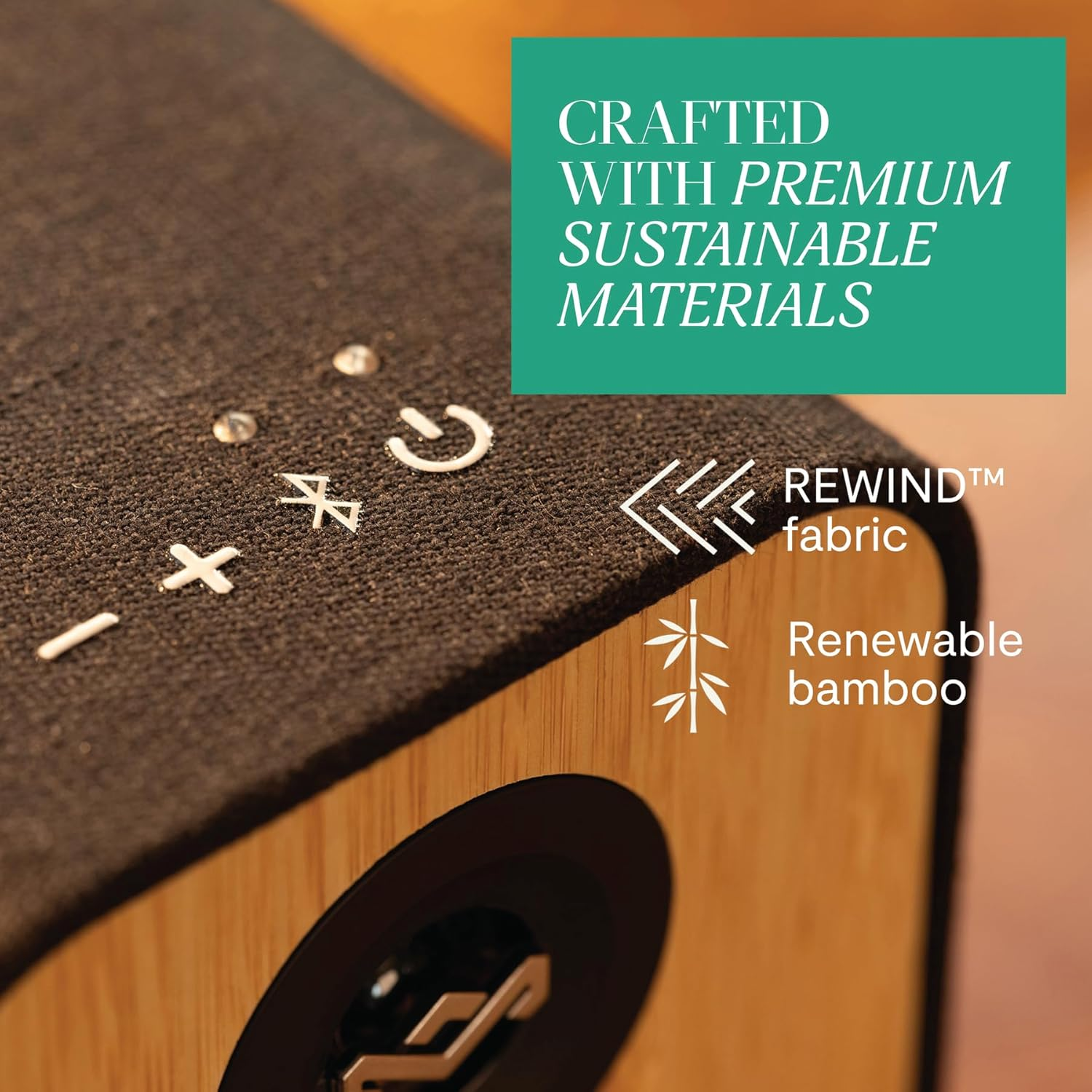 House of Marley Uplift Bluetooth Bookshelf Speakers, Bamboo Finish, Bluetooth 5.3, Superior Stereo Sound, RCA Input, Recycled Fabric, Sustainable Paper Packaging, Perfect Pair for Turntables image number 6