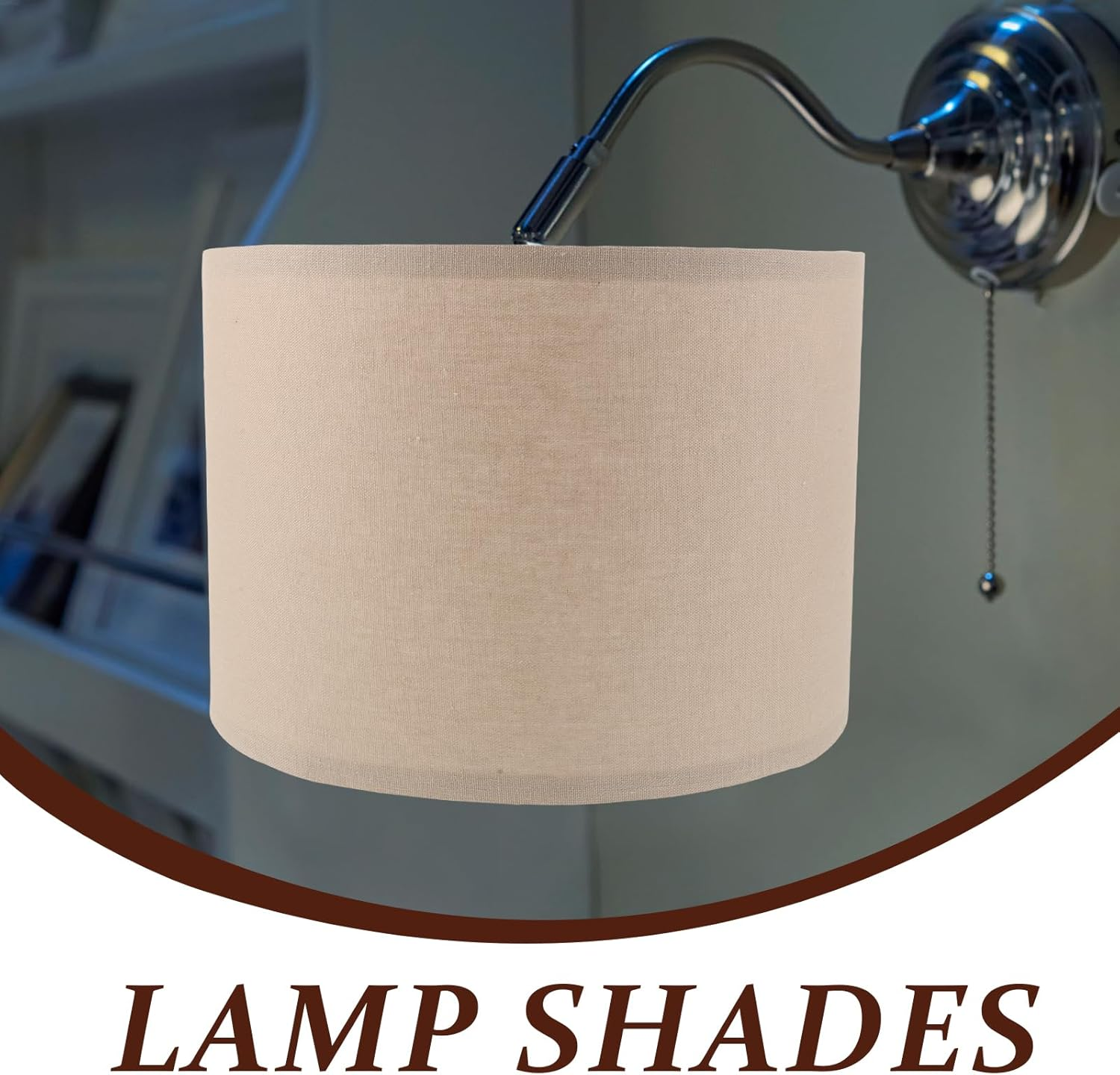 Levemolo Faux Linen Table Drum Lampshade Replacement Cylinder Lampshade Fabric Lamp Cover for Bedroom Living Room Bedside Side Table Lamp Khaki image number 6