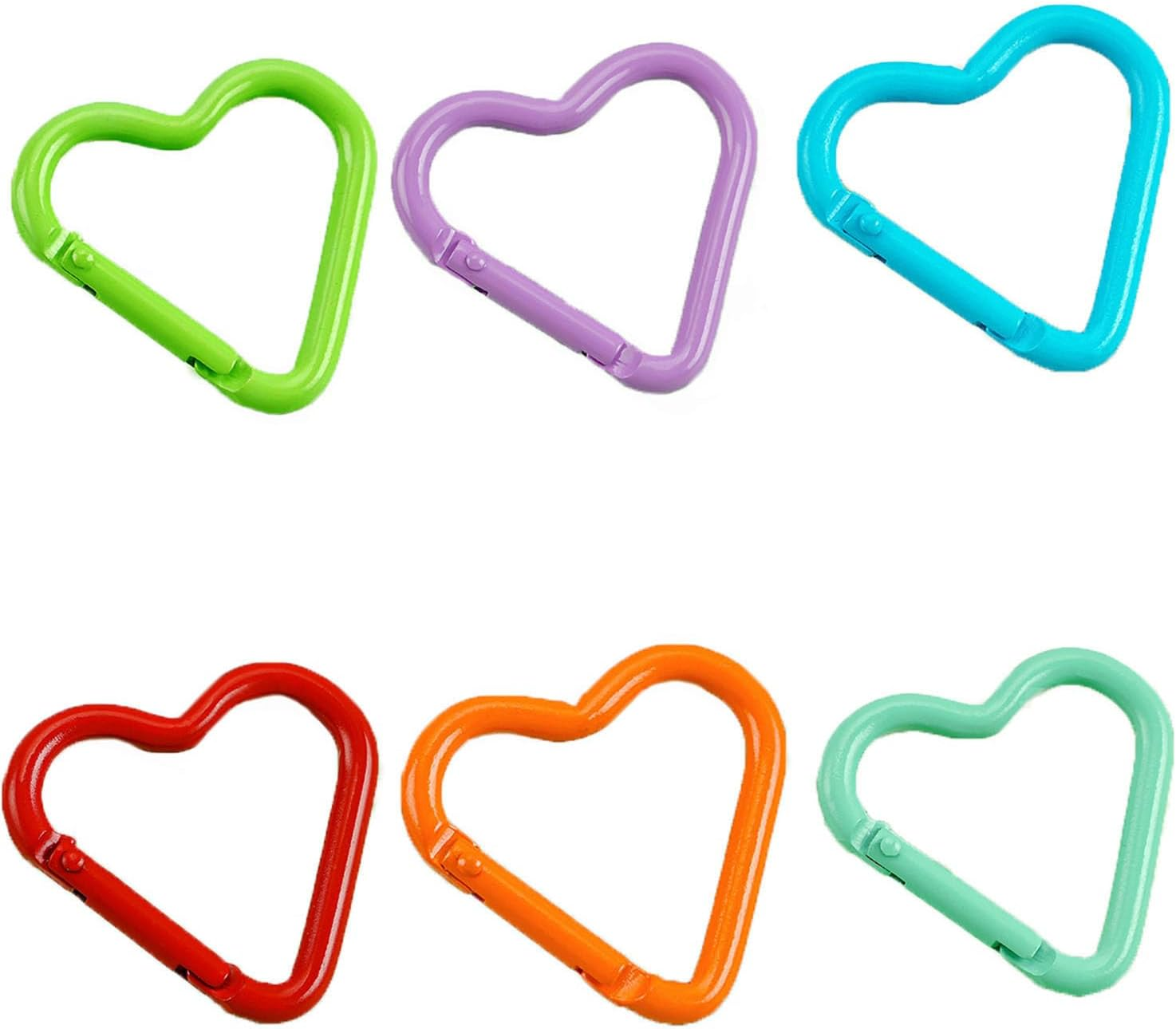 Heart Carabiner 6PCS, Multi-Functional Aluminum Carabiner Clip for Gym, Dog Leash & Outdoor Travel, 6 Colors