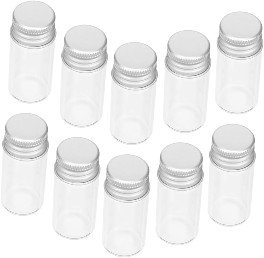 WOONEKY 24Pcs Tiny Glass Vials Screw Caps Mini Glass Bottles for Sample Storage Leakproof