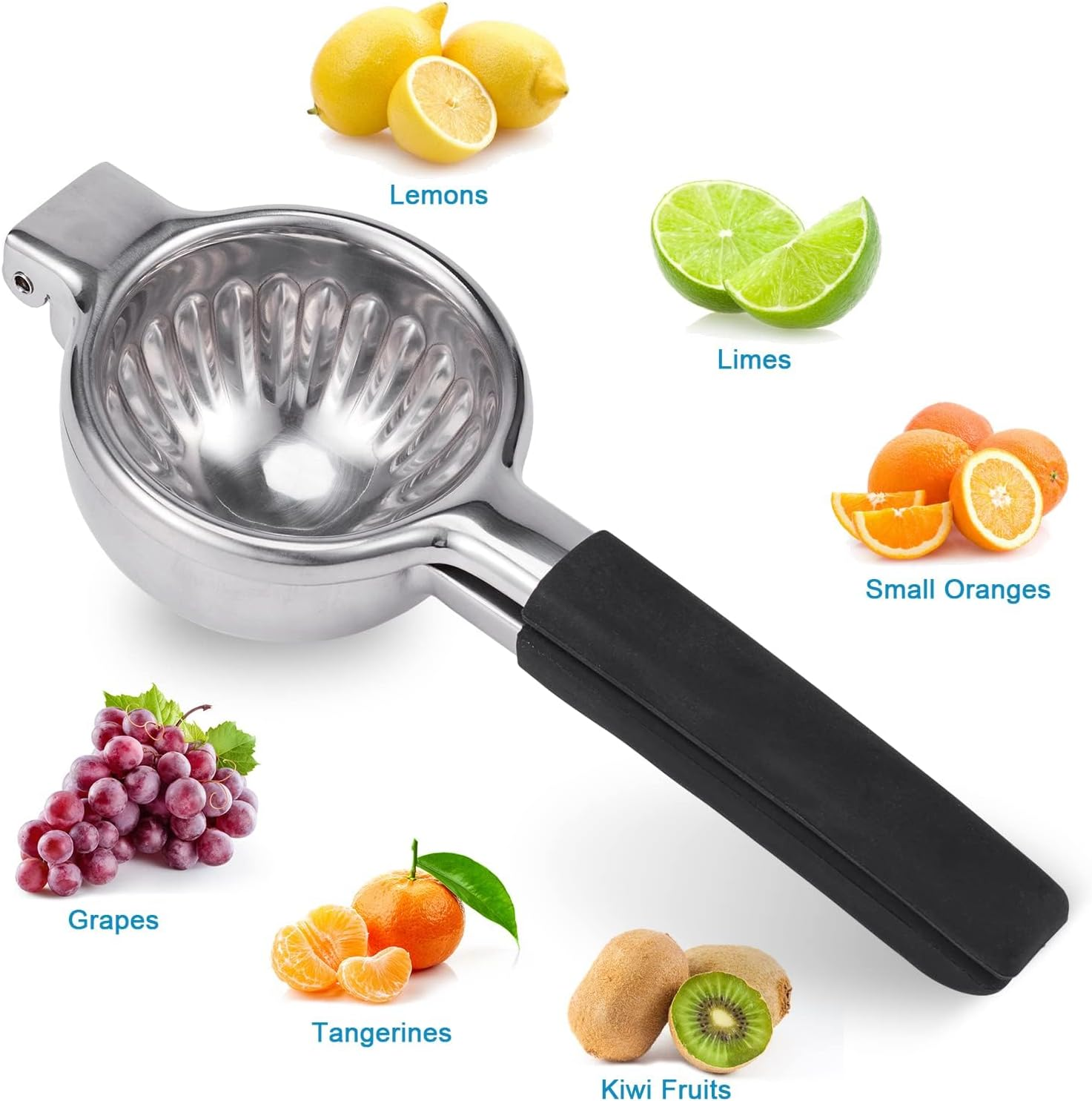 Extra Large Lemon Squeezer Stainless Steel - Easy Squeeze Heavy Duty Manual Lemon Juicer with Non-Slip Silicone Handle - Ergonomic Citrus Squeezer & Fruit Juicer for Small Oranges, Limes image number 5
